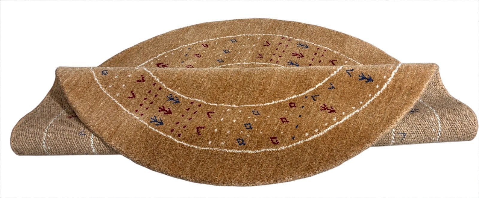 Gabbeh Teppich Rund 120 cm Handgewebt 100% Wolle Orient Design ac1