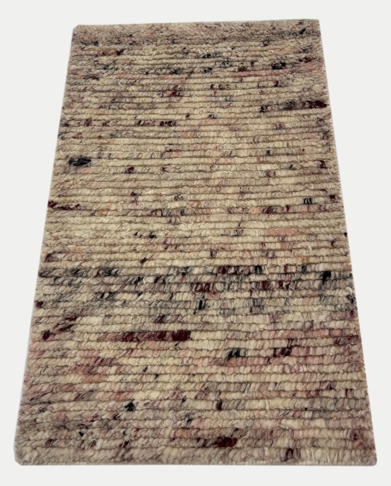 Hand-knotted wool rug 60x90cm 100% wool Modern design Multicolor Beige R07