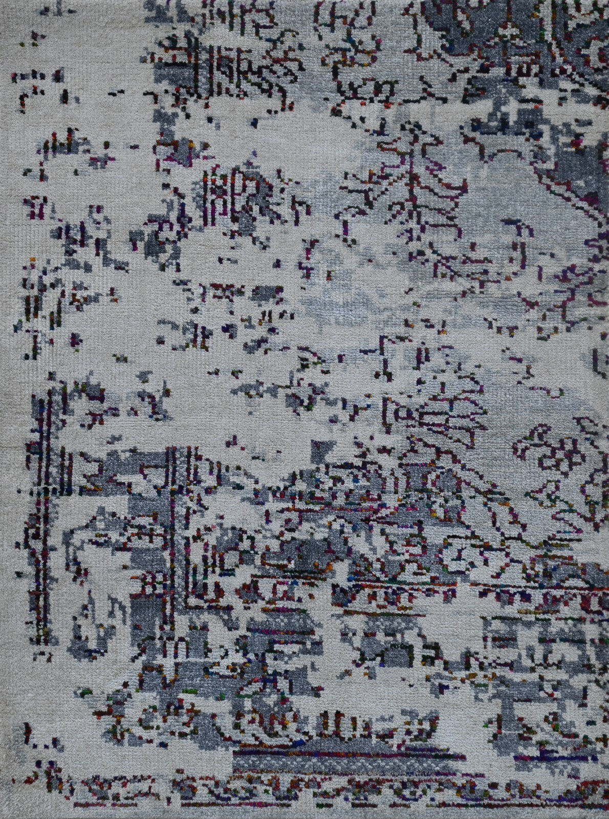 Modernes Handgeknüpfter Bambus90x120Vintag Silber-Multl Wohnzimmer Teppich SH157