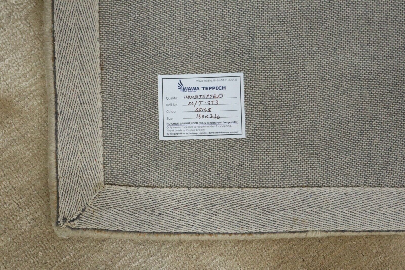 Beige Teppich 160X230 cm Handarbeit Wolle Viskose Handgetuftet T953