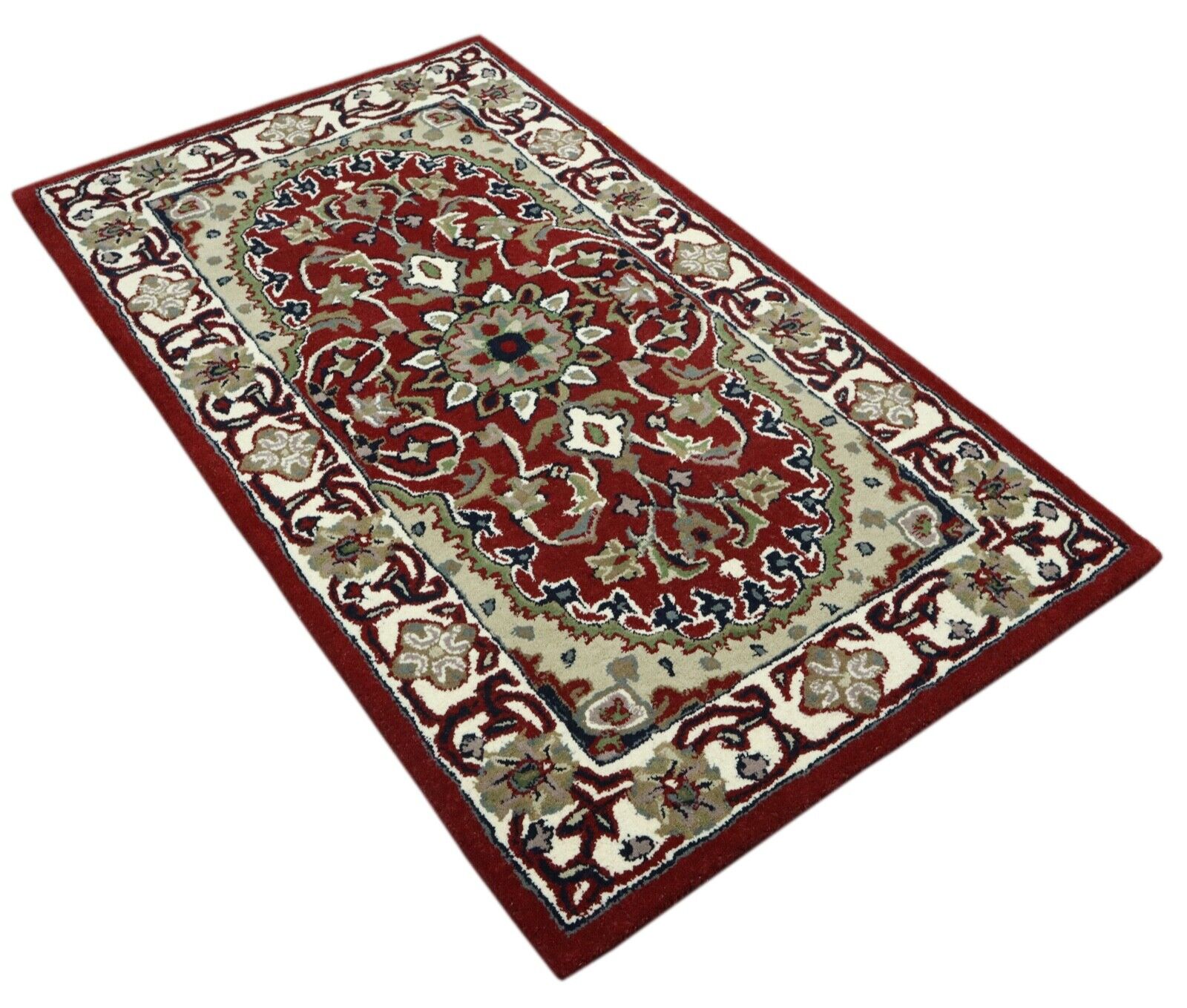 Rot Orient Teppich 100% Wolle 90X160 cm Handarbeit Handgetuftet T975