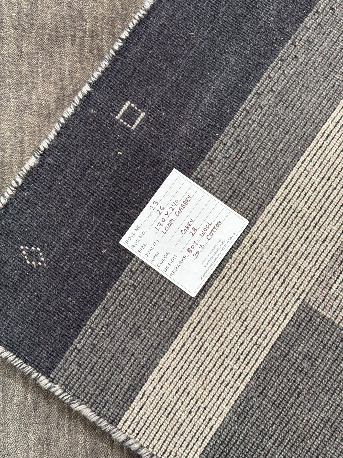 Gabbeh Wollteppich 170x240cm Handgewebt 100% Wolle Grau Modern Teppich ST26