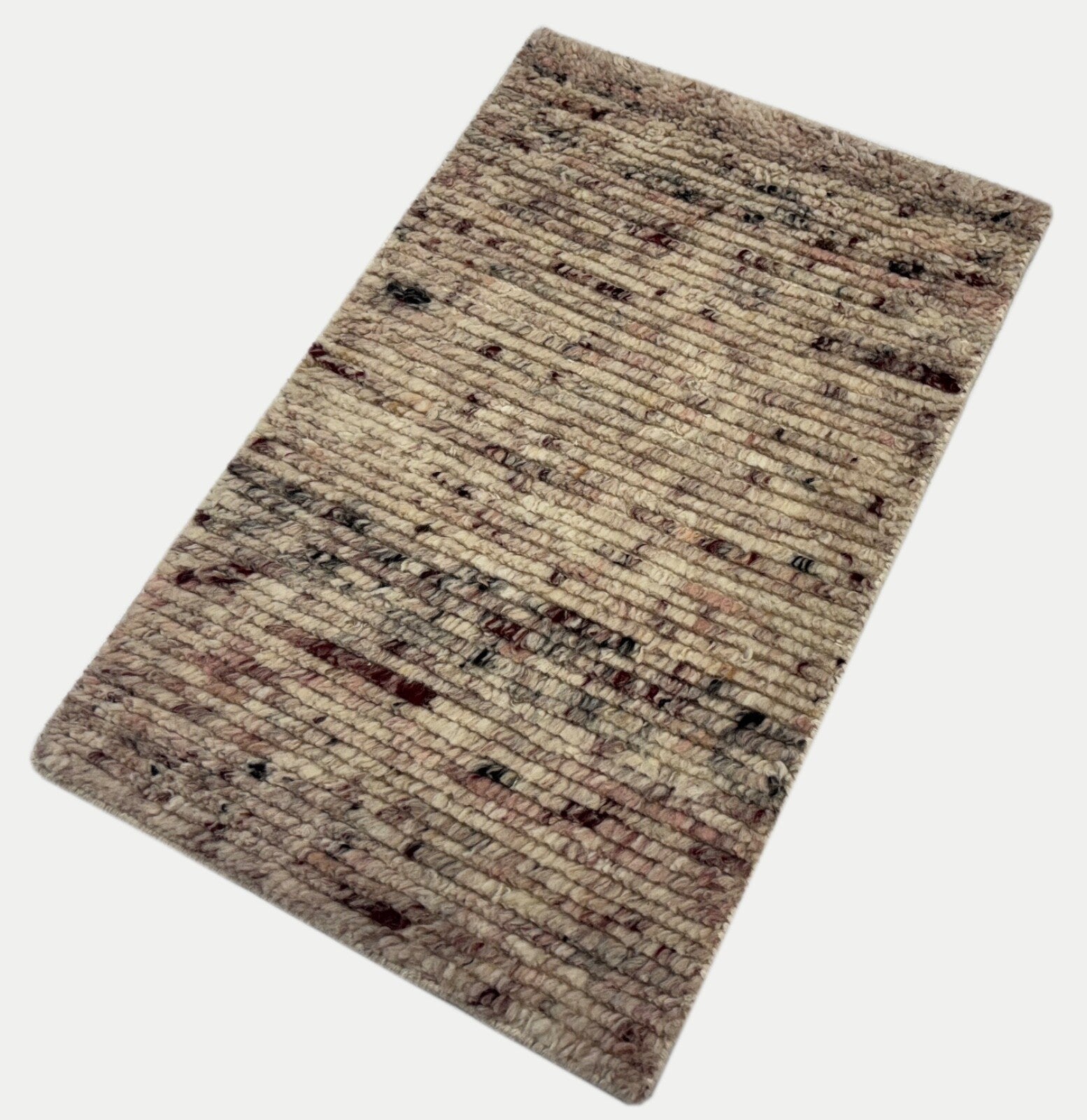 Hand-knotted wool rug 60x90cm 100% wool Modern design Multicolor Beige R07