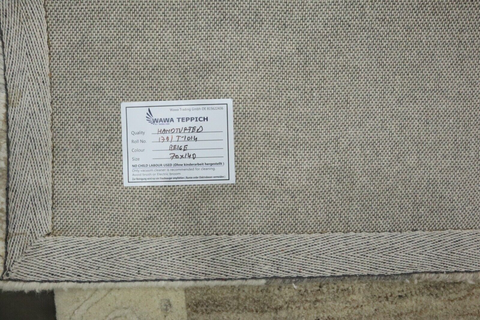 Gabbeh Teppich 100% Wolle 70X140 cm Handarbeit Grau Beige Handgetuftet T1014