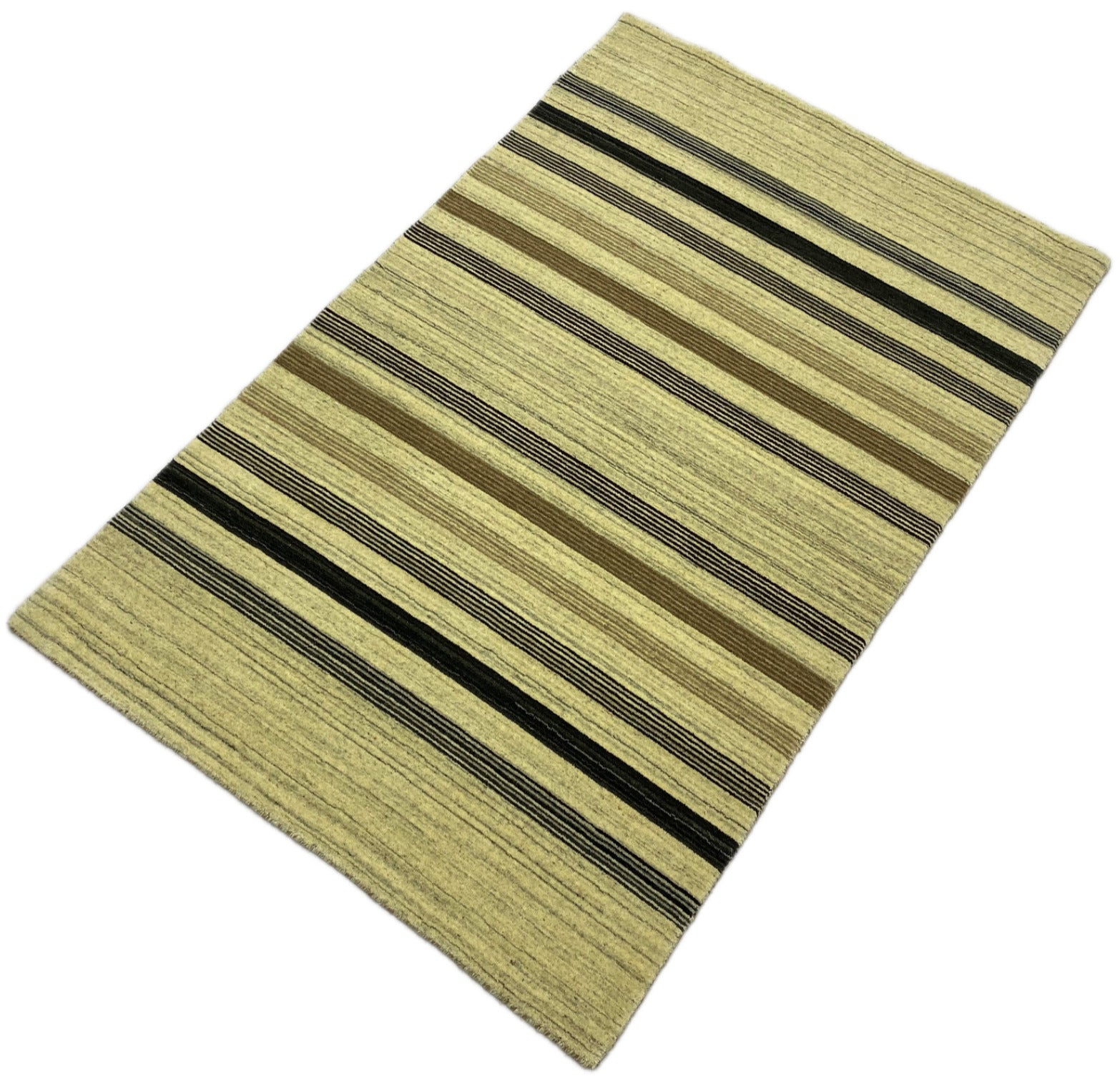 Tappeto Gabbeh 100% Lana Beige Nero Lori Tessuto a mano 120x180 cm S198