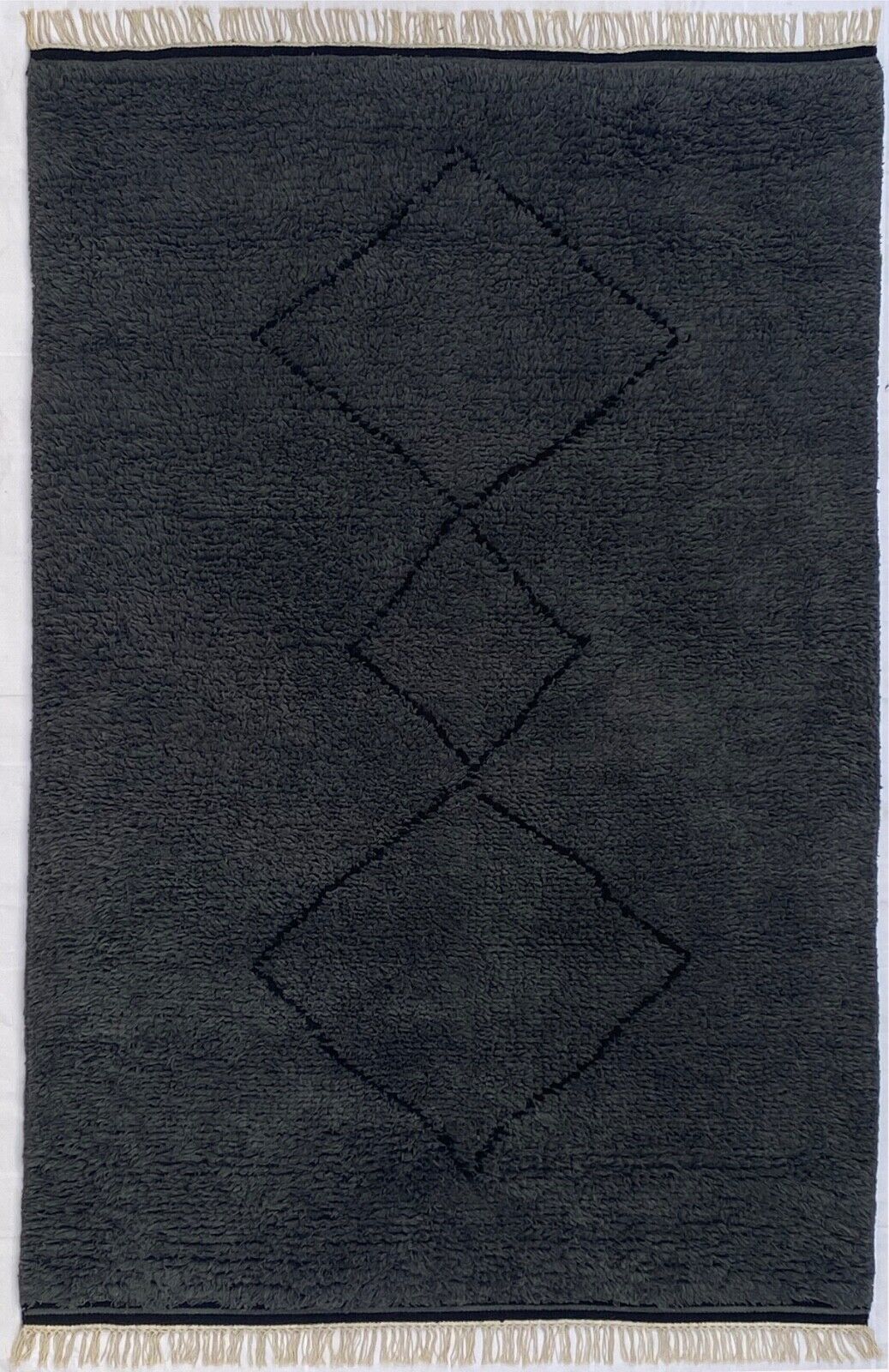 Morocco Shaggy Teppich Berber 100% Wolle Grau Anthrazit Handgefertigter BM7