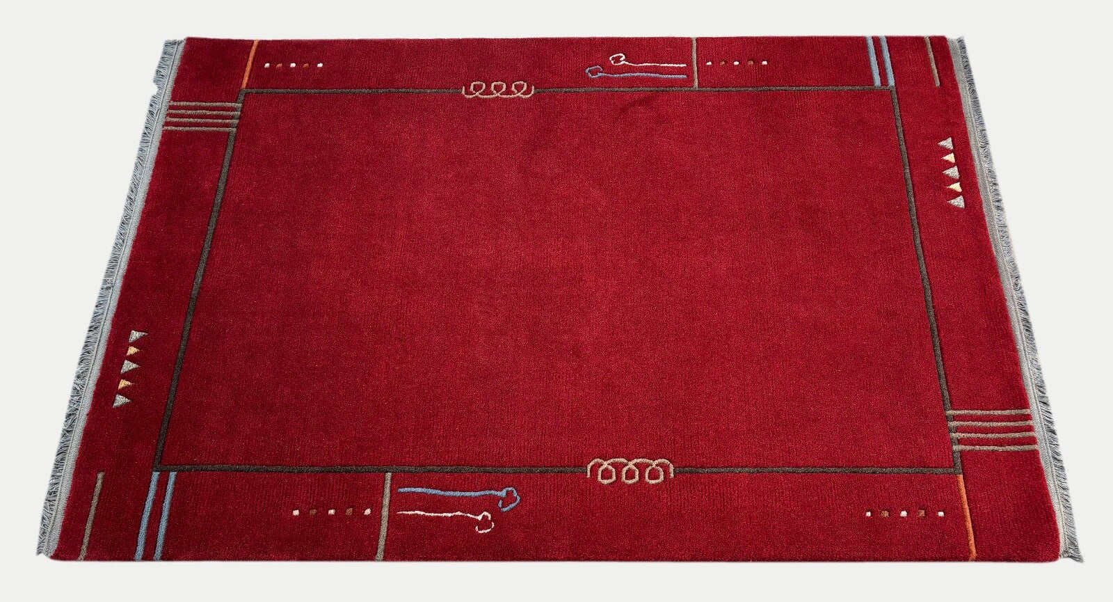 Rot Teppich Indo Nepal Handgeknüpft 100% Wolle 160X230 cm Orientteppich R21B