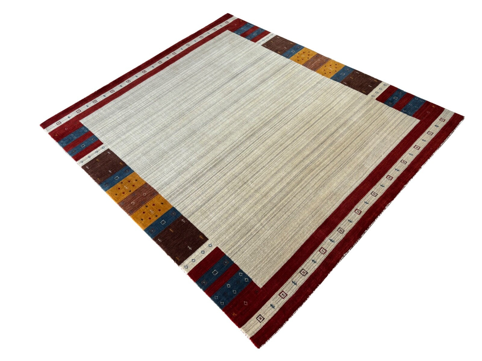 Beige Teppich 100% Wolle einfarbig gefärbt 250X300 cm Gabbeh Handgewebt  107