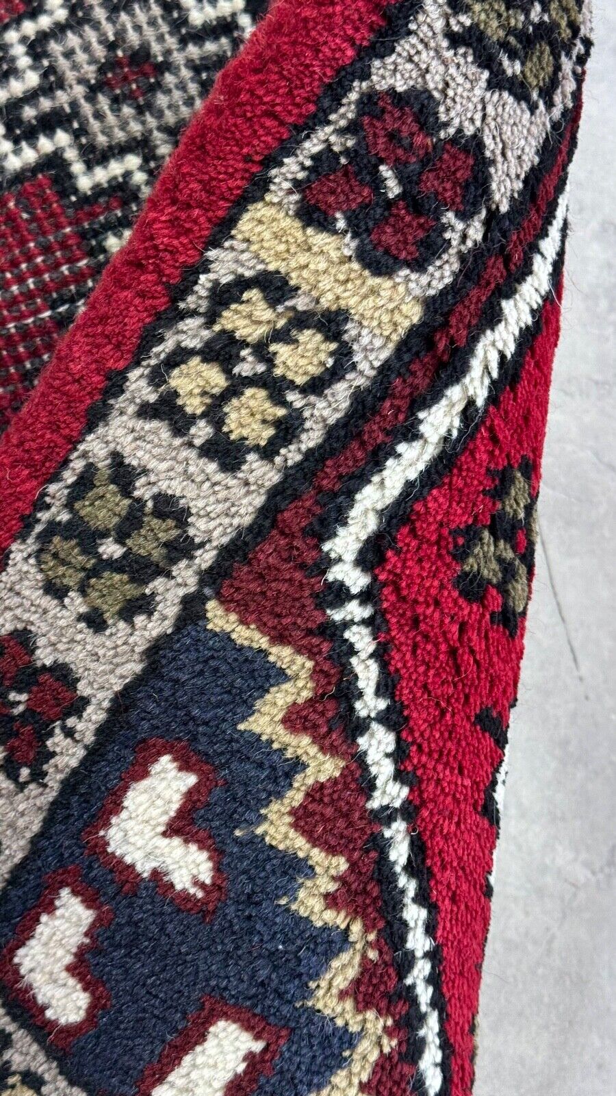 Brücke Teppich 40x60 cm Handgeknüpft Fußmatte Automatte 100% Wolle Rot Blau PH41