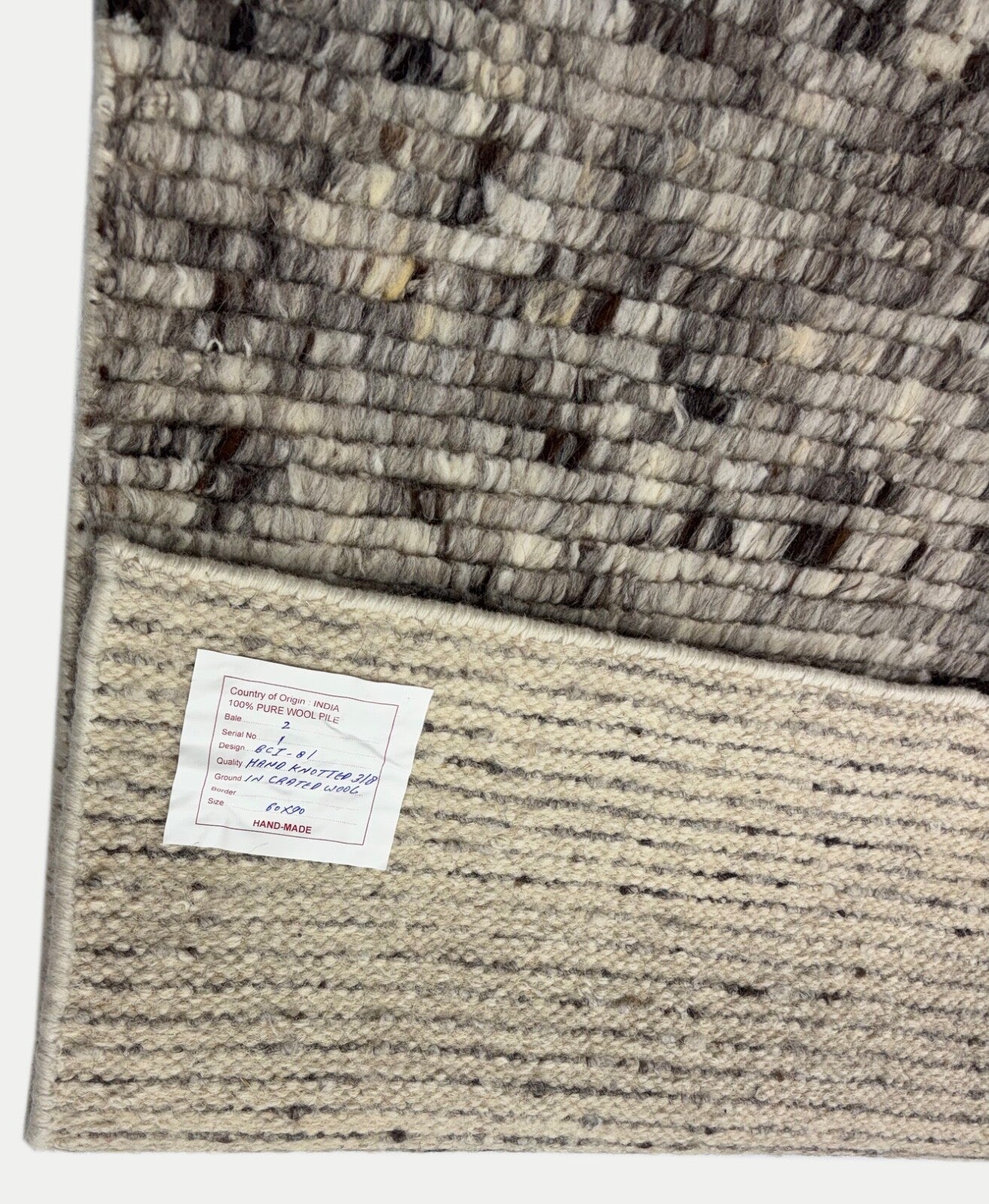 Kézzel csomózott gyapjúszőnyeg 60x90cm 100% gyapjú Modern design Többszörös szürke BCI81