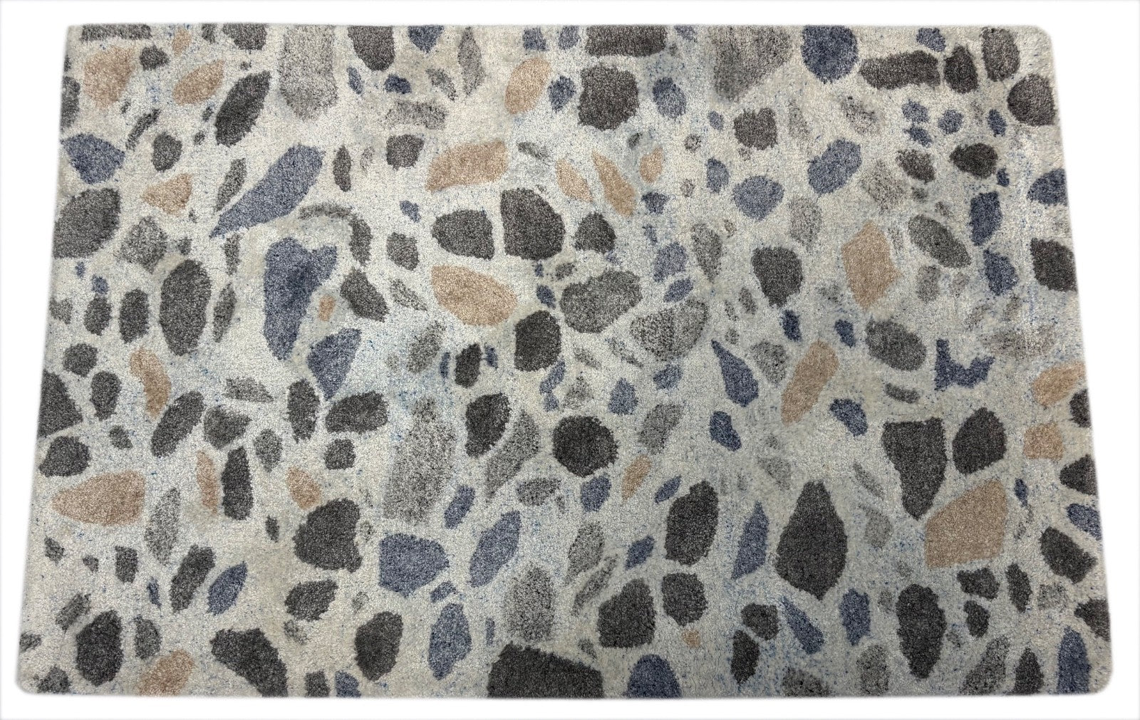 Handgetufteter Teppich 60x90 cm Beige Bunt Modern  Wolle Abstraktes Design D06