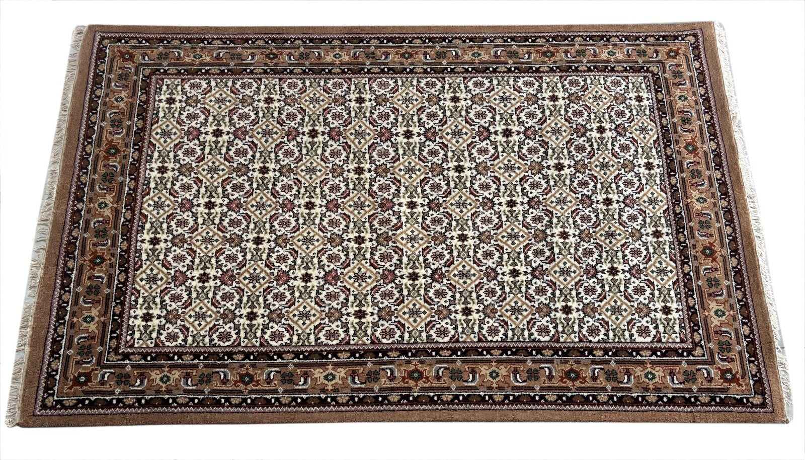 Orientteppich Herati 250x350 cm Handgeknüpft Beige Braun Unikat Teppich in Wolle