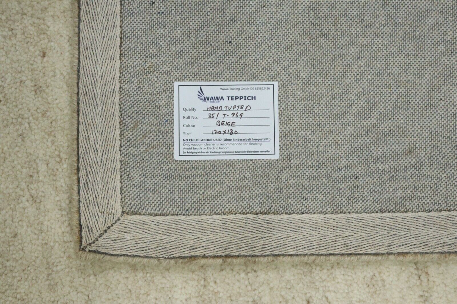 Teppich 100% Wolle 120X180 cm Handarbeit Béžová Šedá Handgetuftet T969