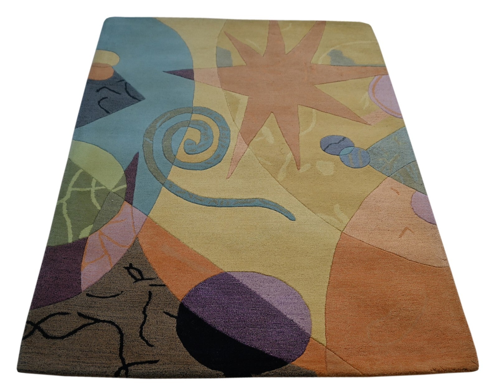 Handgetufteter Wolle teppich 150x240 Gold-Multi  Modern Wohnzimmer SH227