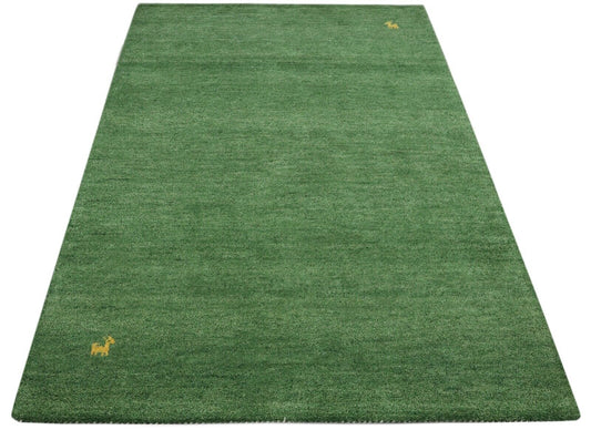 Gabbeh Teppich 100% Wolle 160X230 cm Grün Handarbeit Handgetuftet T940