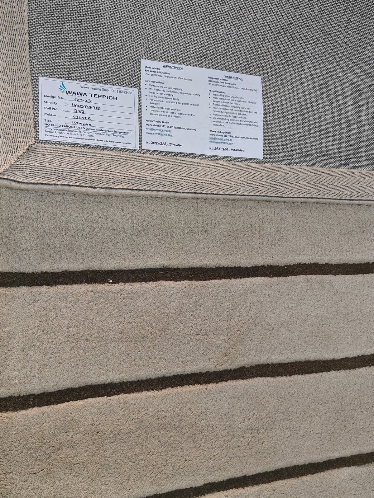 Handgetufteter Wolle teppich 150x240 Silber  Modern Wohnzimmer SH231