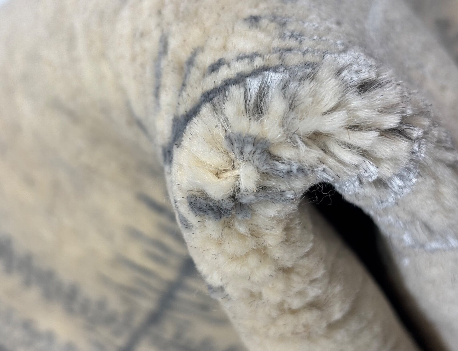 Handgeknüpfter Wollteppich 90x90 cm Naturbeige Modern Design Teppich R107