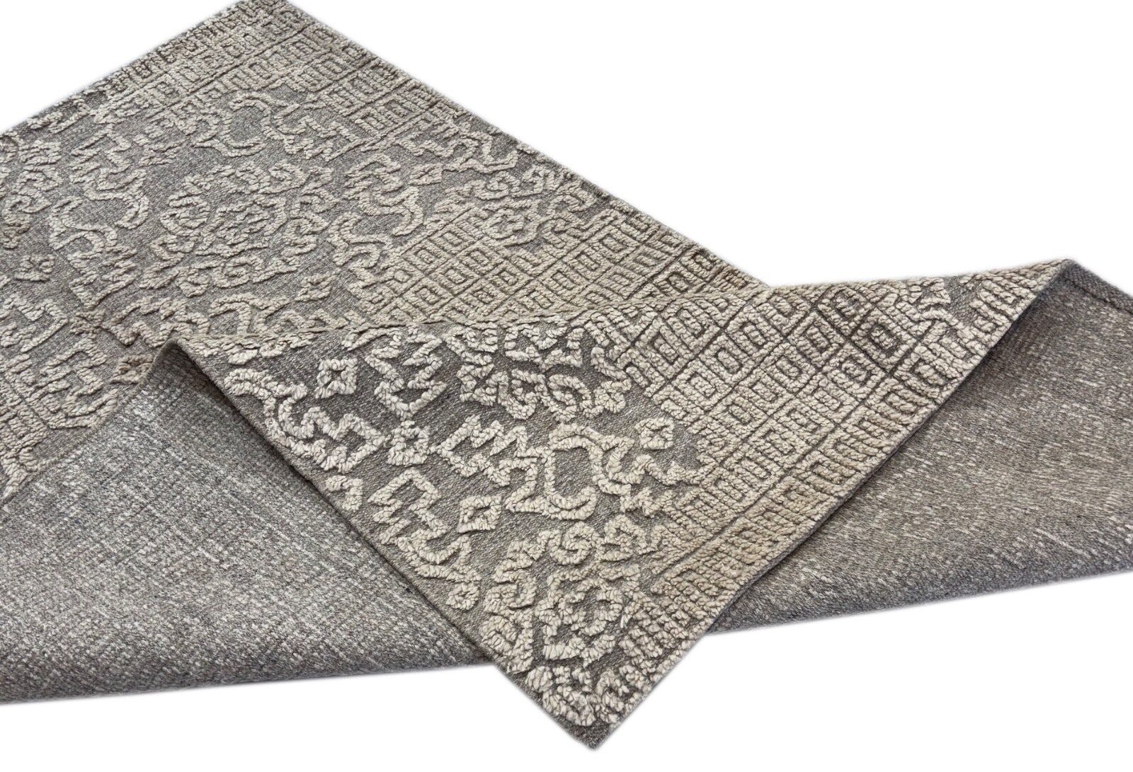 Handgeknüpfter Wollteppich 152x243 cm Beige Grau  Modern Design DT960