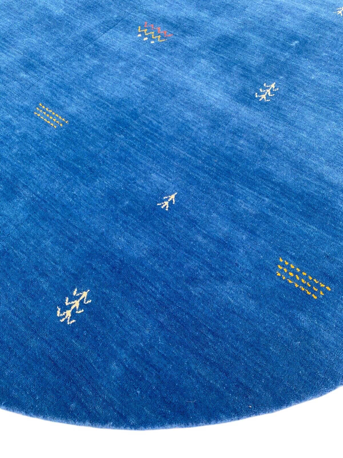 Rund Gabbeh Blau Teppich 200x200 cm Handgewebt 100% Wolle Lori G64T6
