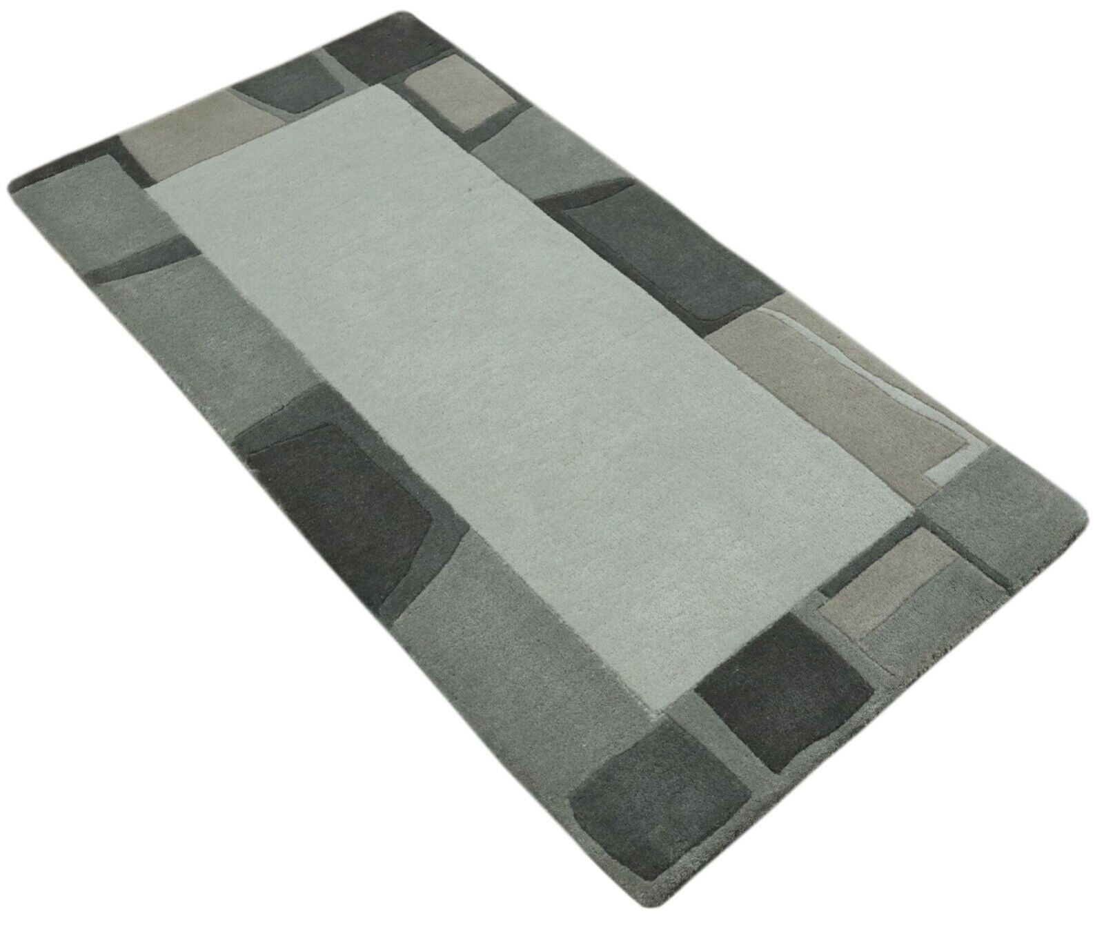 Gabbeh Teppich 100% Wolle 70X140 cm Handarbeit Grau Handgetuftet T1006