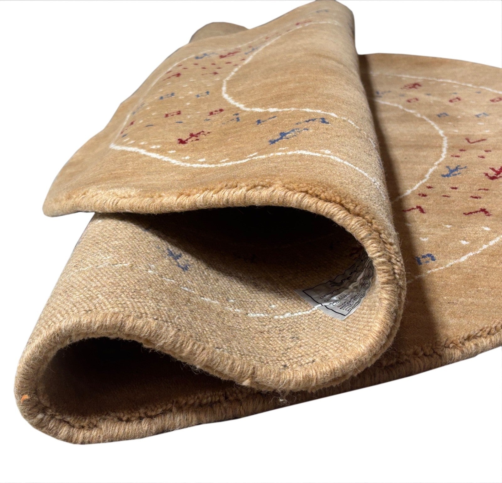 Gabbeh Teppich Rund 120 cm Handgewebt 100% Wolle Orient Design ac1