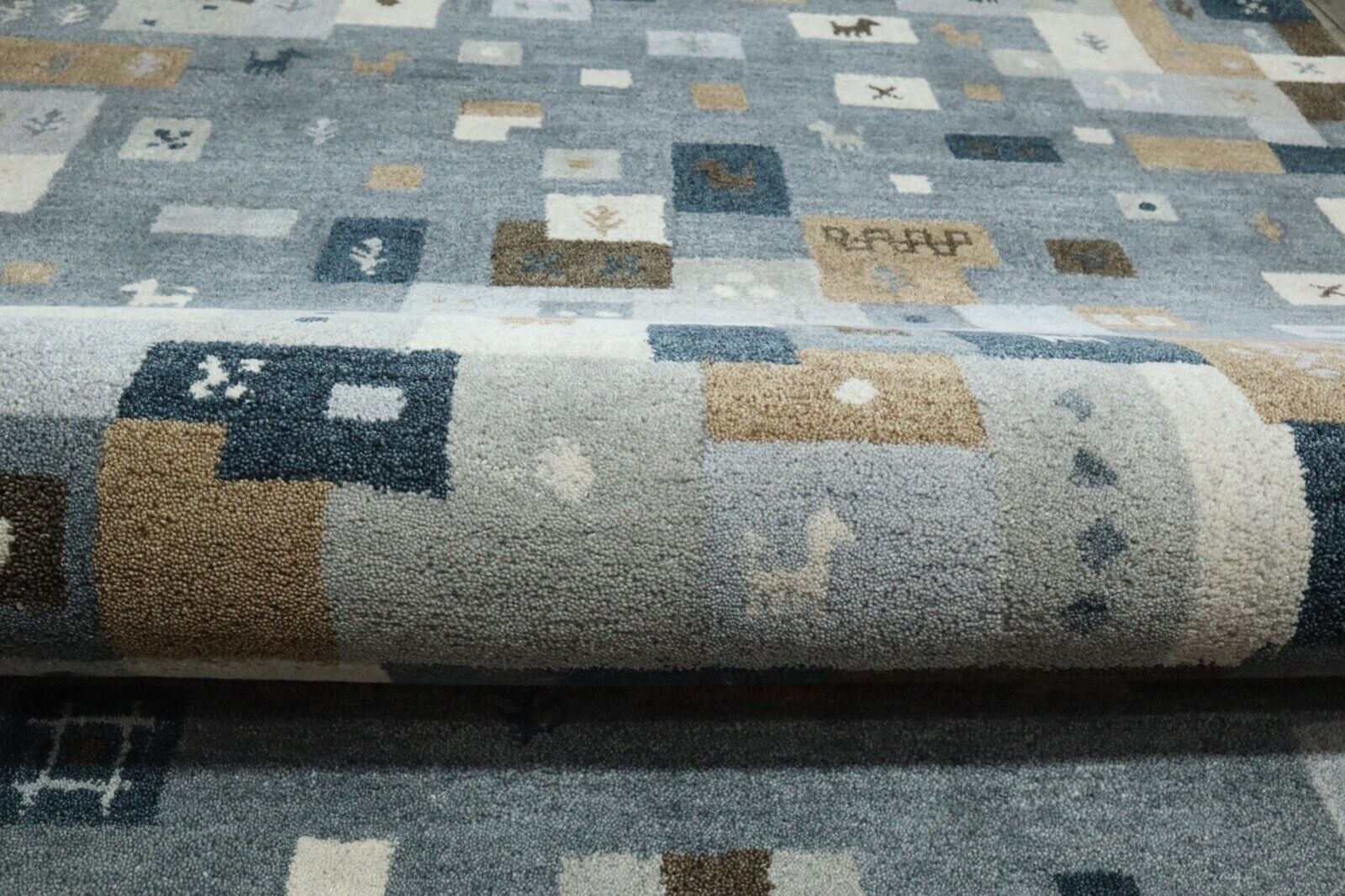 Orient Teppich 100% Wolle 160X230 cm Handarbeit Blau Grau Handgetuftet T944