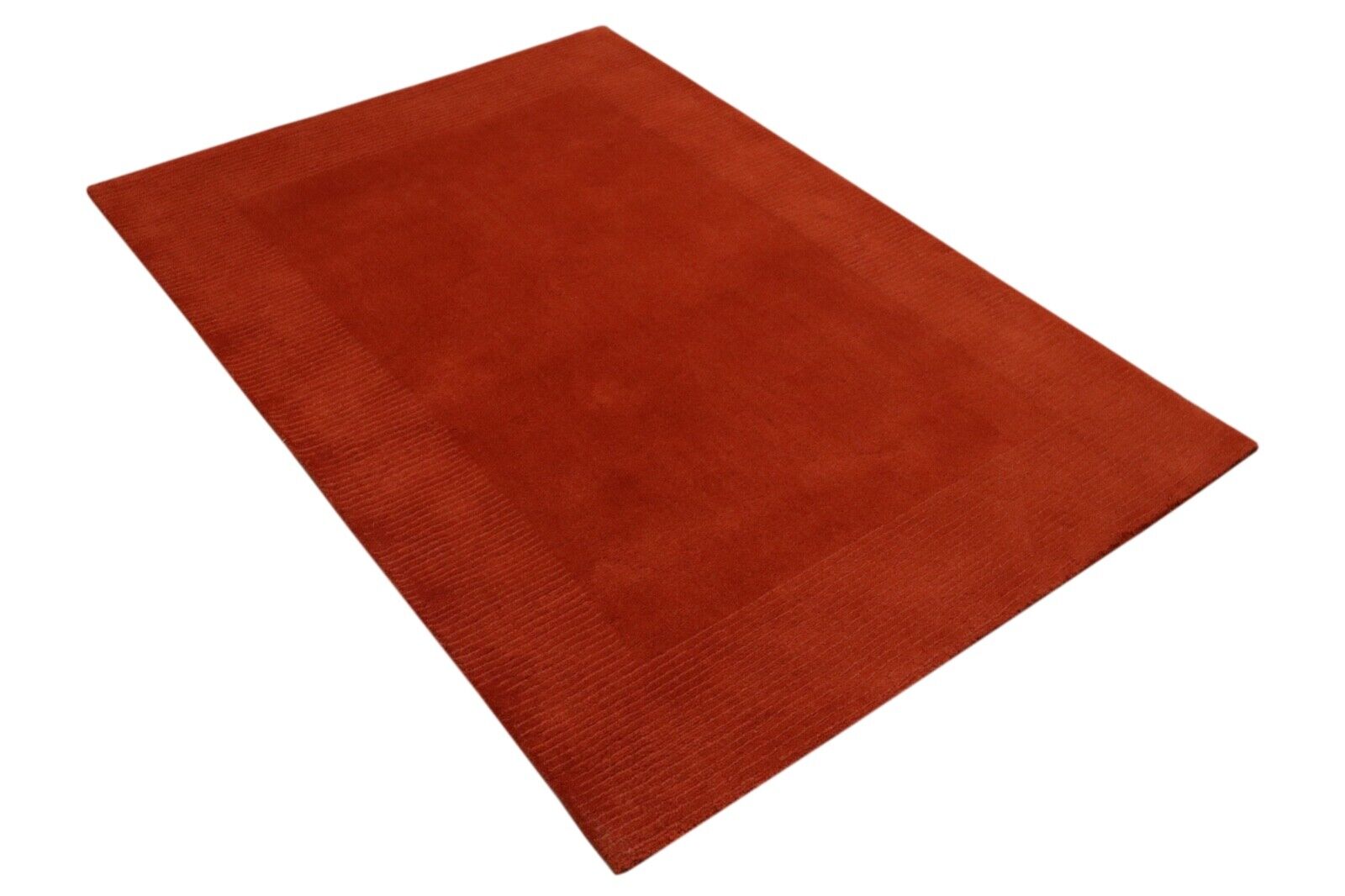 Teppich 100% Wolle 120X180 cm Handarbeit Rot Orange Handgetuftet T972