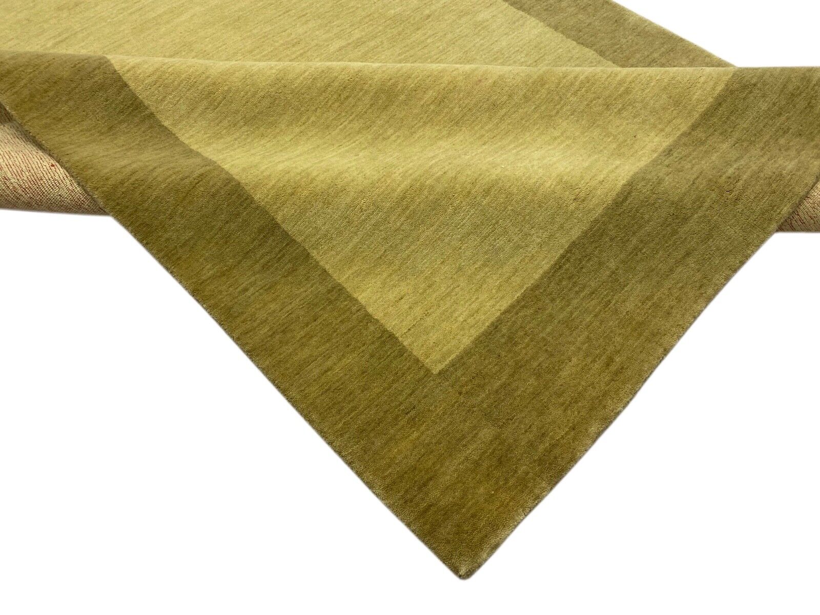 Handgefertigter Wollteppich 140x200 cm Hochwertig Olivbraun Sandbeige Modern 190