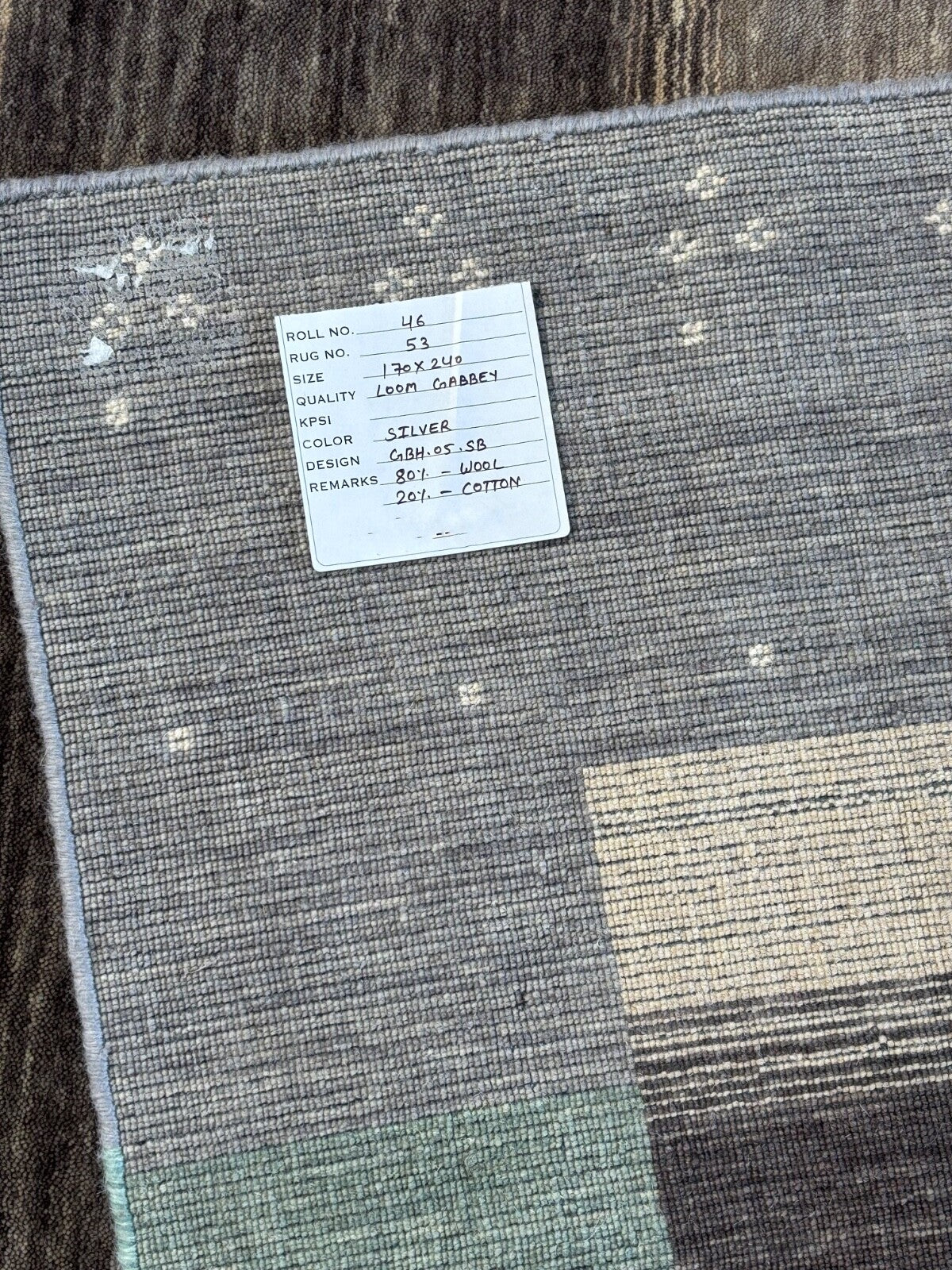 Moderner Gabbeh Teppich Wolle 170x240 cm Handgefertigt Naturtöne Streifen 46-53