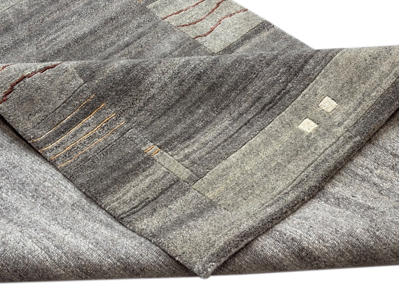 Alfombra de lana natural anudada a mano Indo Nepal, color gris, 170 x 240 cm, IN2024