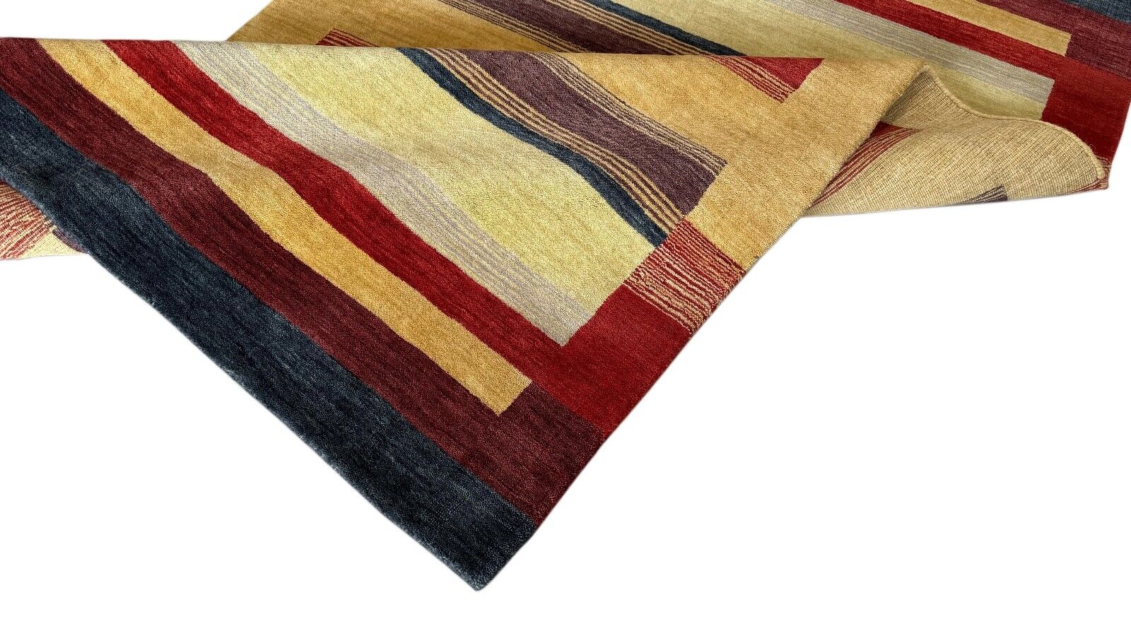 Gabbeh Teppich 100% Wolle 120x180 cm Rot Gold Bunt Handgewebt Orientteppich BR10