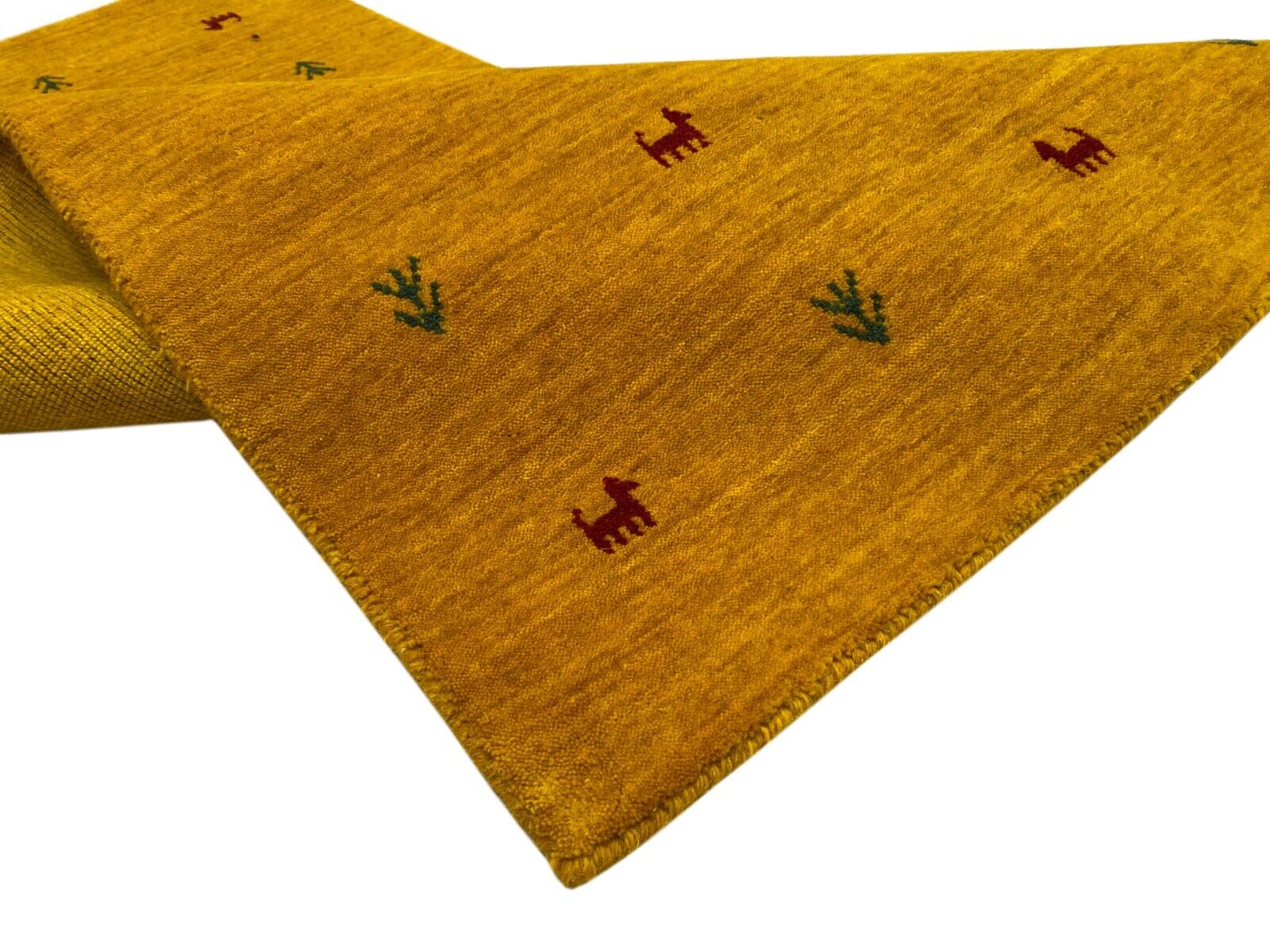 Gold Gabbeh Teppich 100% Wolle Orientteppich Handgewebt  Loom Brücke G625T3