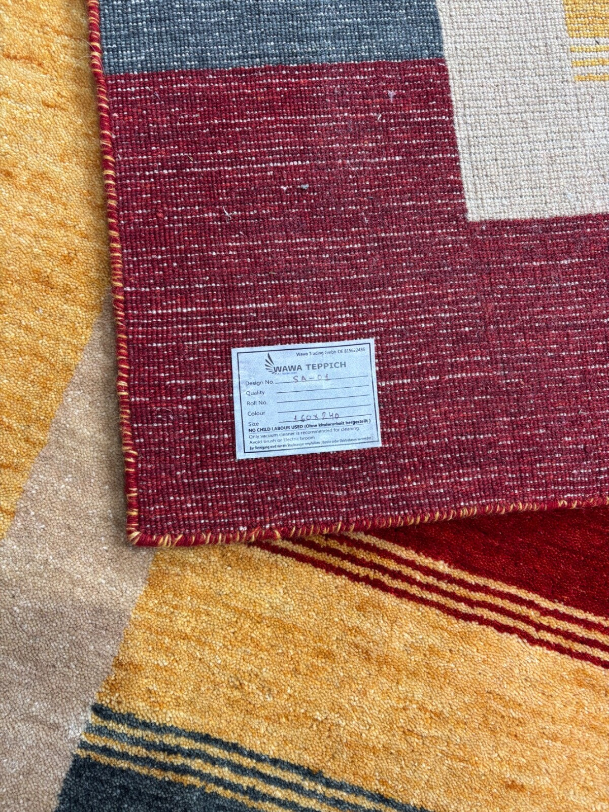 Bunt Wohnzimmer Gabbeh Teppich 100% Wolle 160x240 cm zlatooranžová Handgewebt sa1