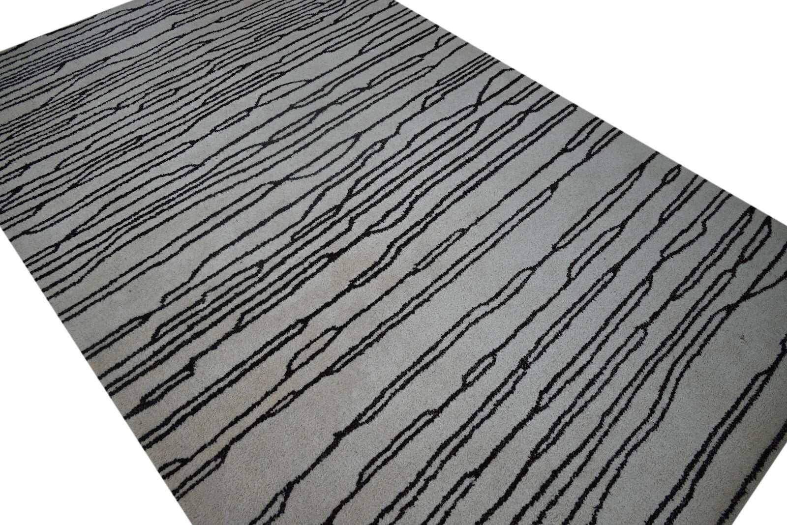 Handgetufteter Wollteppich 150x240 Creme  Design mit Rand Wohnzimmer SH201