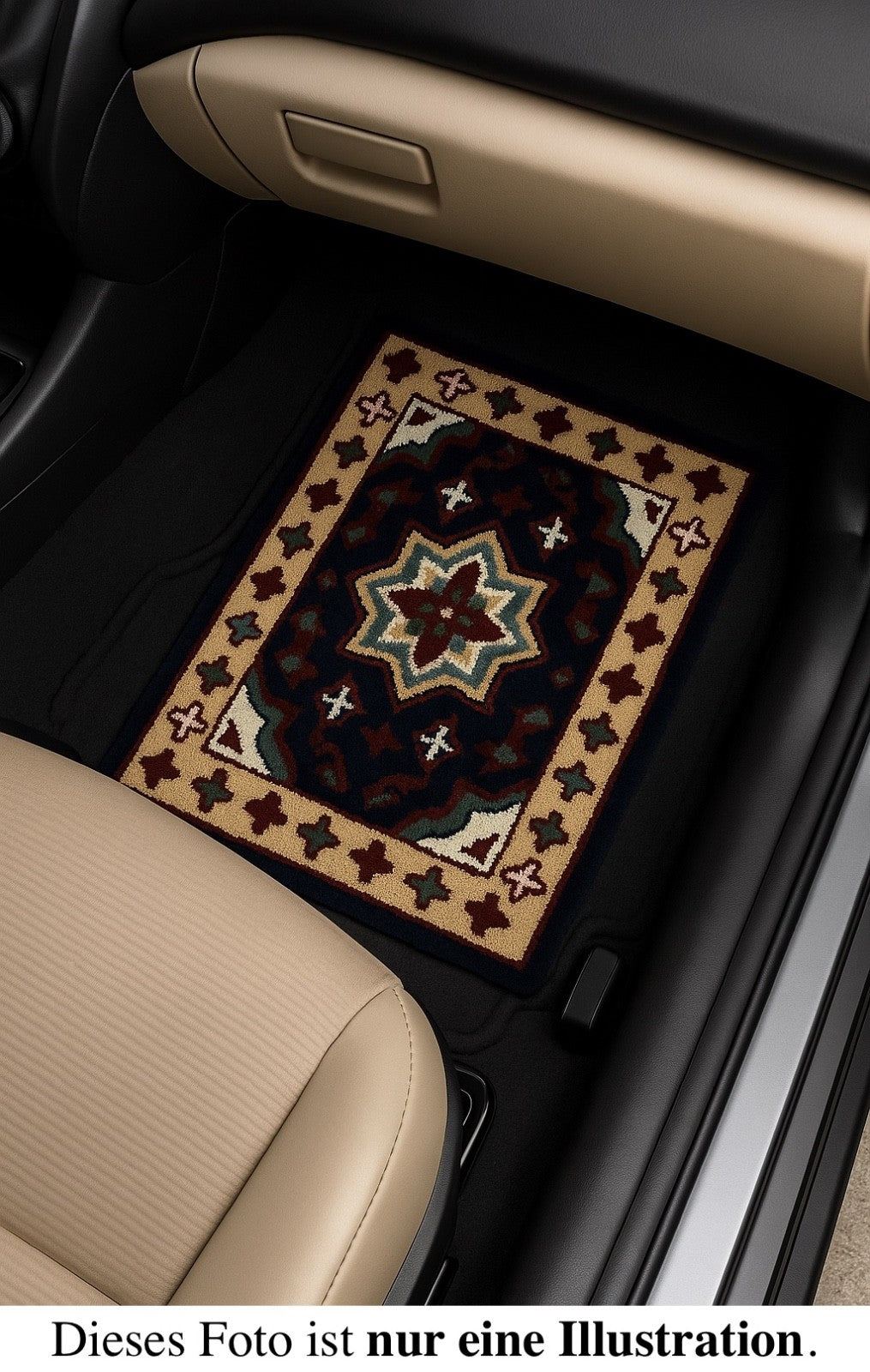 Wollteppich 40x60 Blau Beige Oriental Handgemacht Türvorleger Fussmatte HT371B