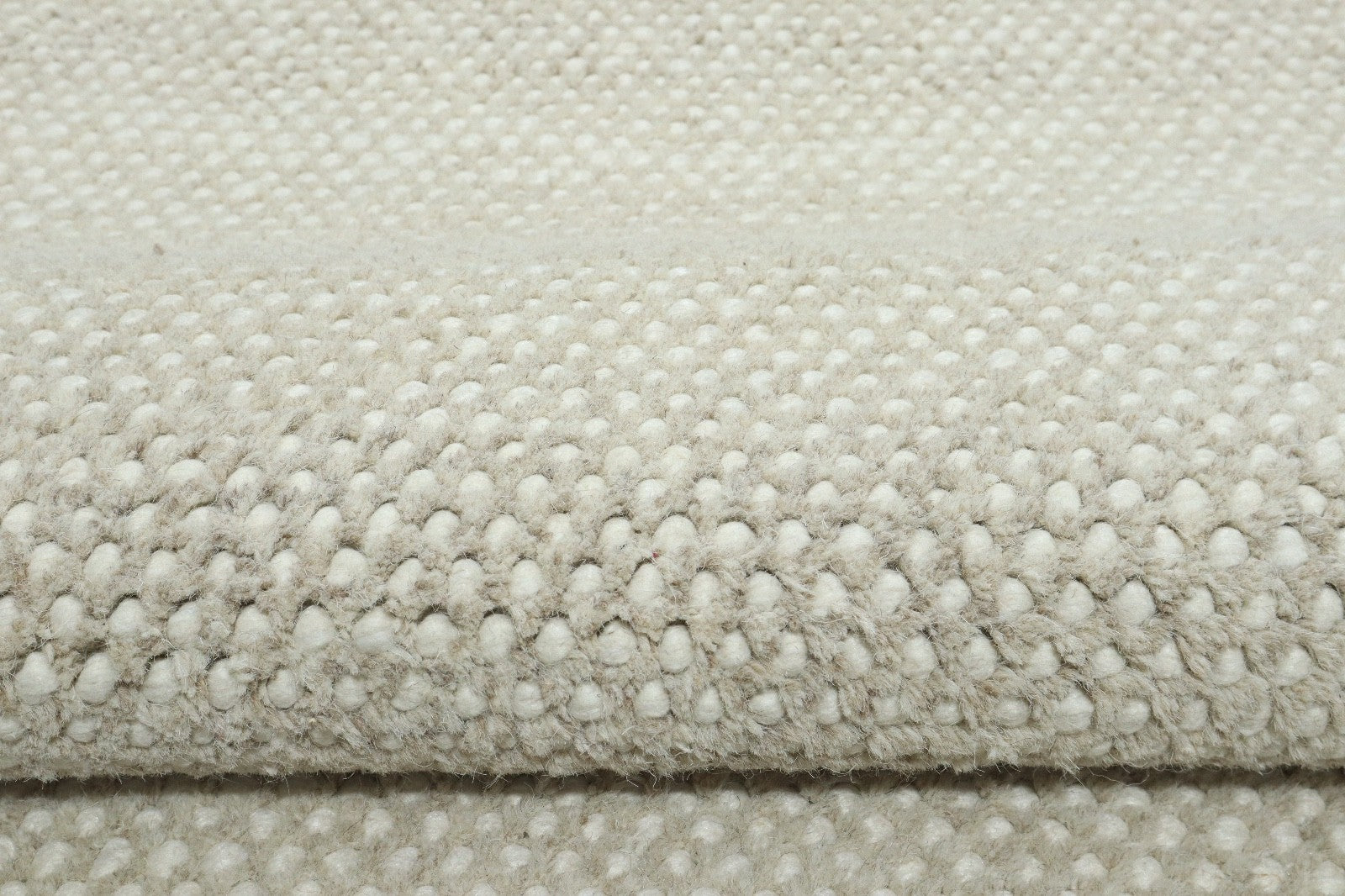 Silber Design Teppich Läufer 100% Wolle Handgewebt Beige Creme Weich D727