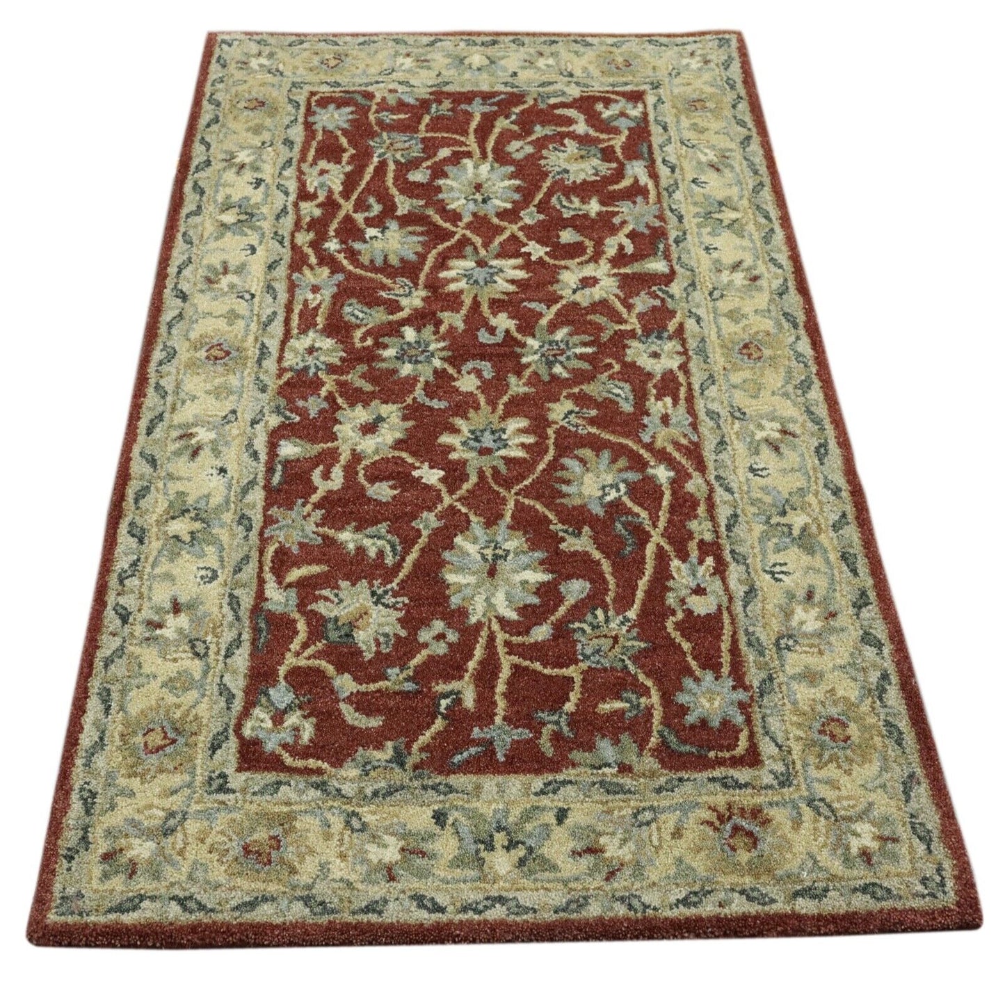 Rot Orient Teppich 100% Wolle 90X160 cm Handarbeit Handgetuftet T980