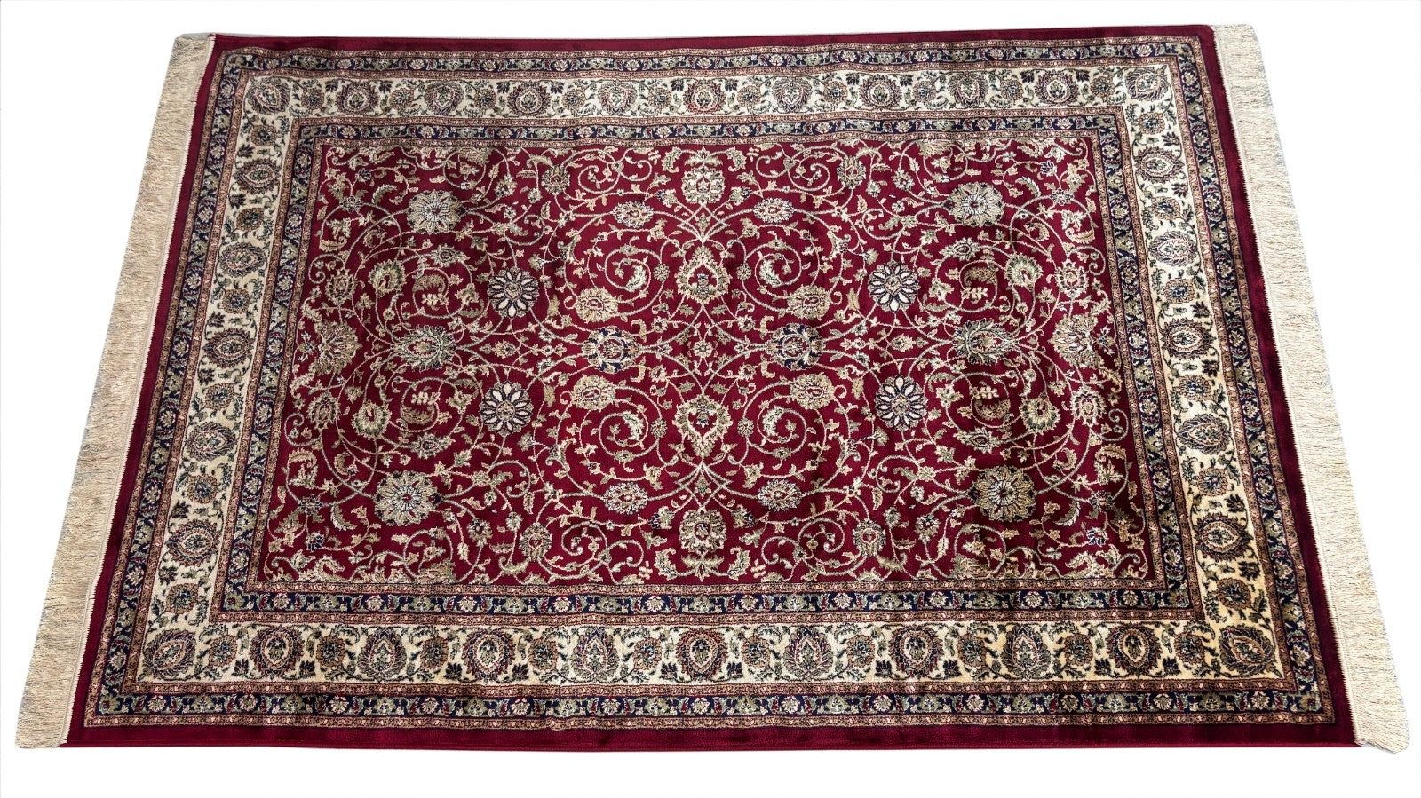 Orientteppich Kashmir Design 150x210 cm Viskose Seidenglanz Rot Beige M72R