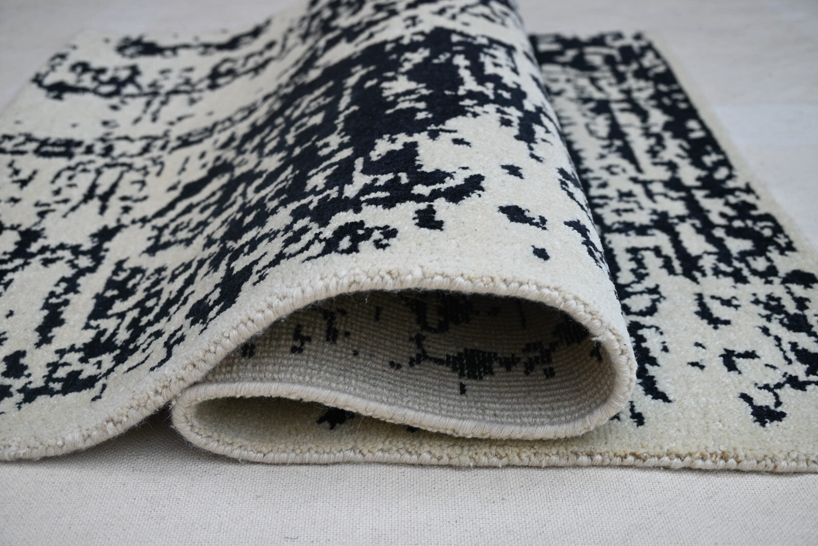 Modernes Handgeknüpfter Wolle 90x150 Vintage weiß grau Wohnzimmer Teppich SH160