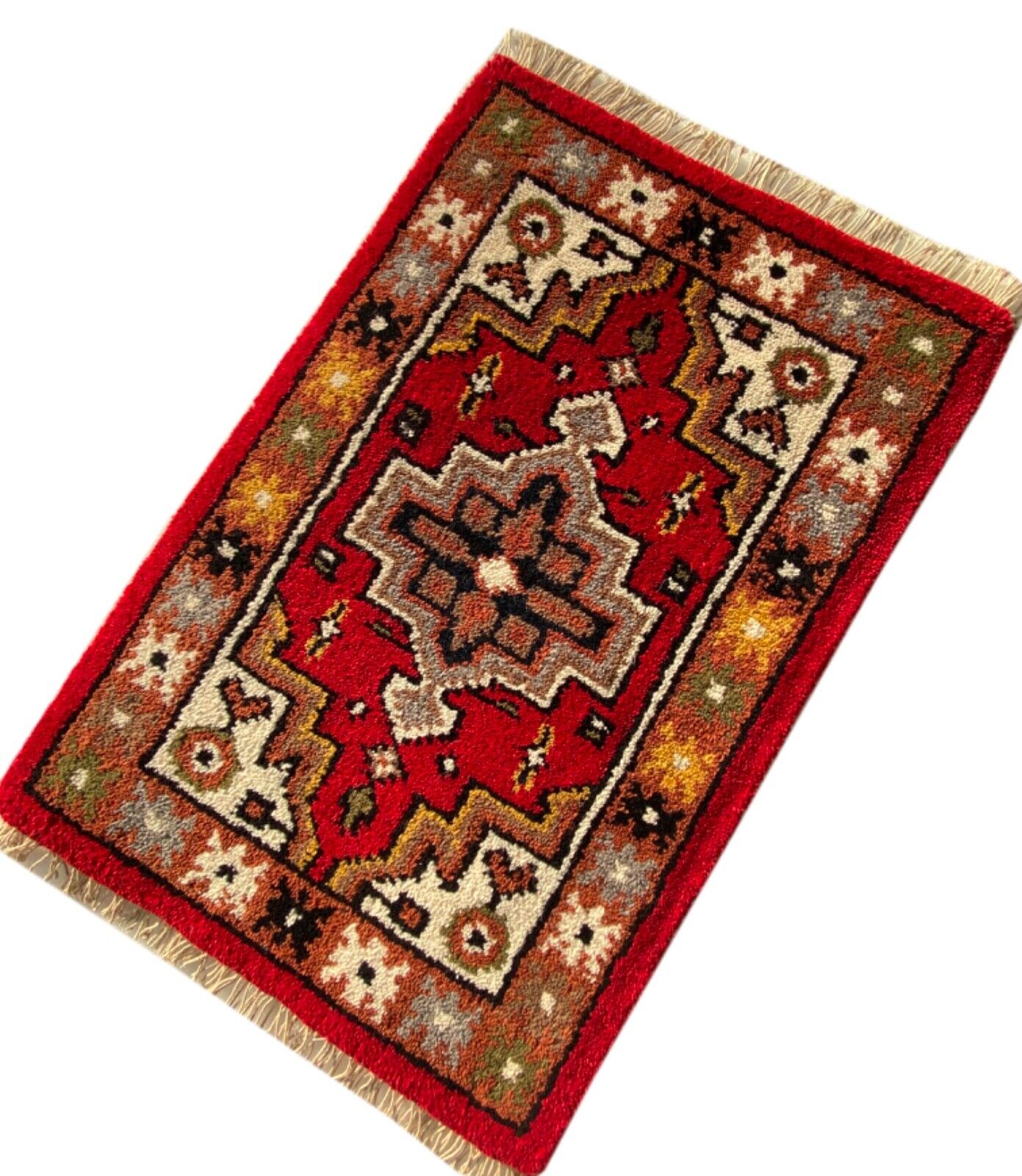 Handgeknüpft Fußmatten 40X60 CM Brücke Automatten Teppich 100% Wolle Rot PH11