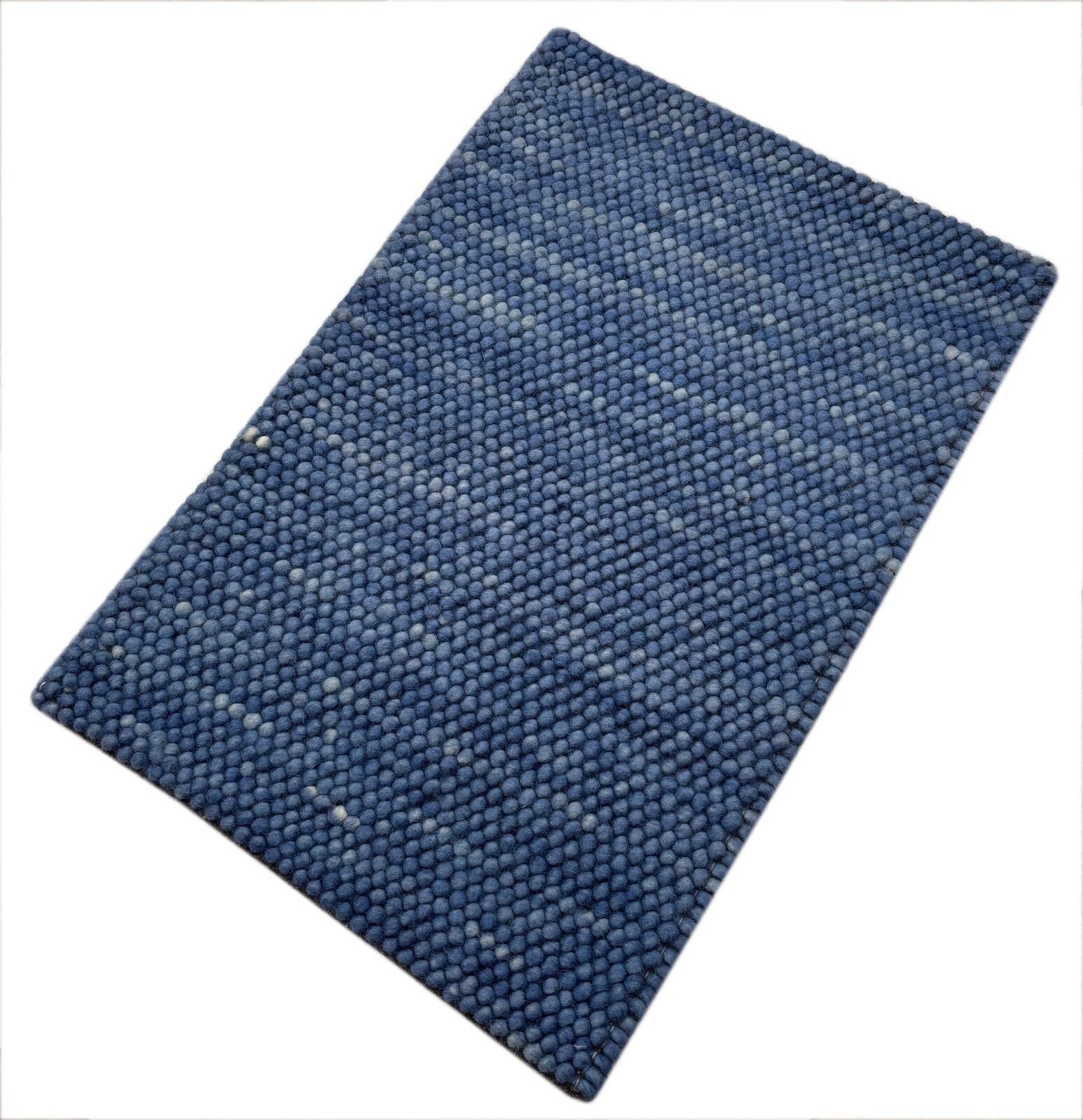 Handgefertigter Kilim Dhurry Teppich 60x90 Blau 100% Wolle Flachgewebe R92