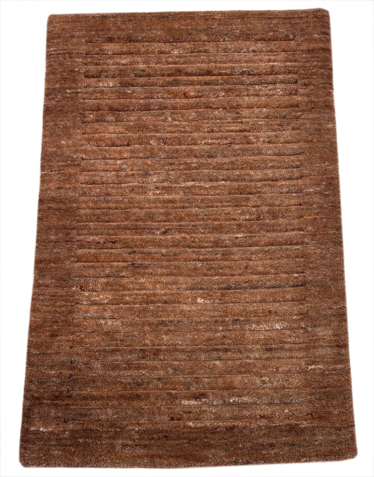 Handgewebter Teppich 60x90 cm Braun Modern Nachhaltig PETGarn Design Teppich R76