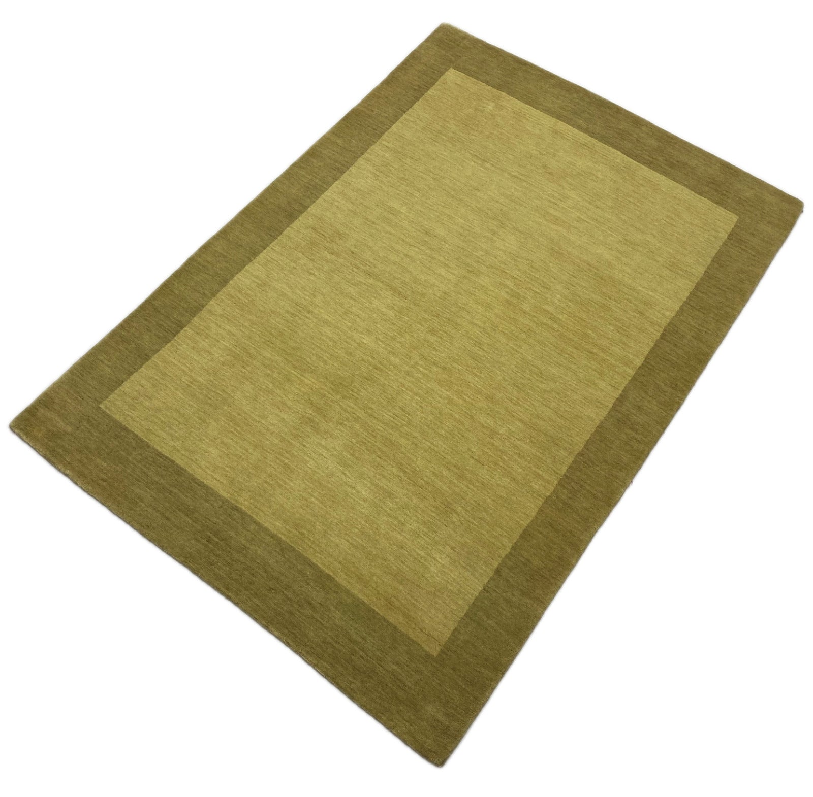Handgefertigter Wollteppich 140x200 cm Hochwertig Olivbraun Sandbeige Modern 190
