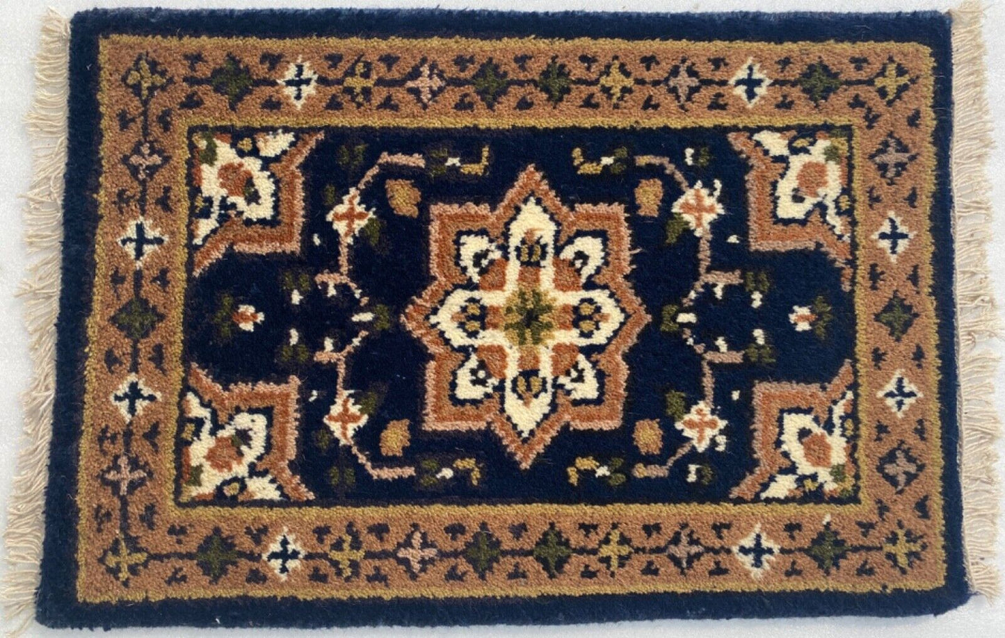 Blau Handgeknüpft Fußmatten 40X60 CM Brücke Automatten Teppich 100% Wolle PH12