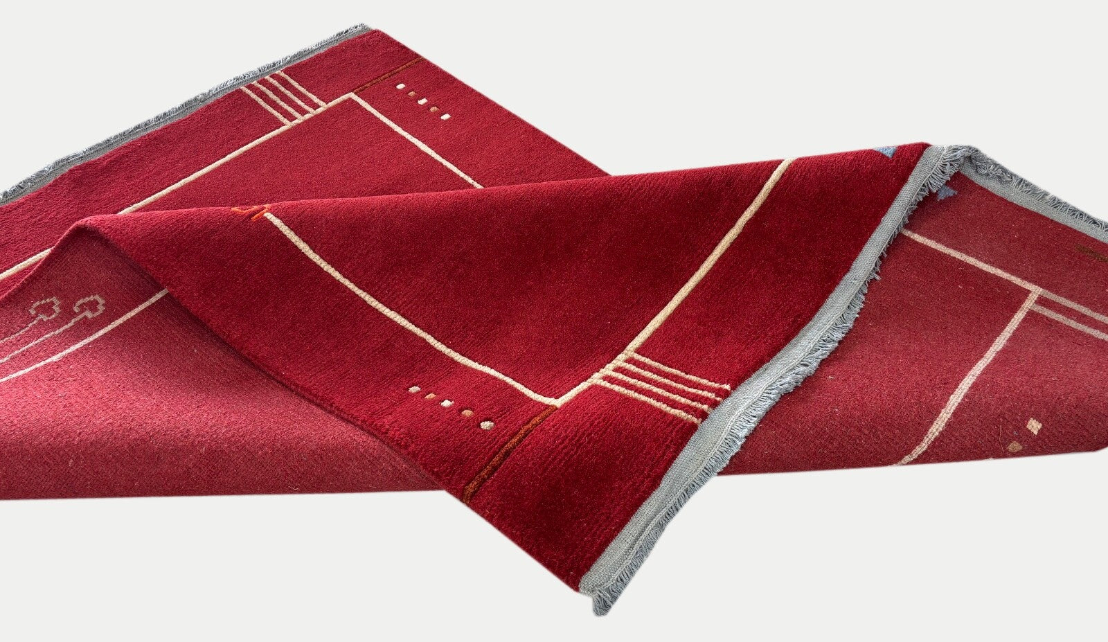 Rot Teppich Indo Nepál Handgeknüpft 100% Wolle 161x242 cm Orientteppich PR55 