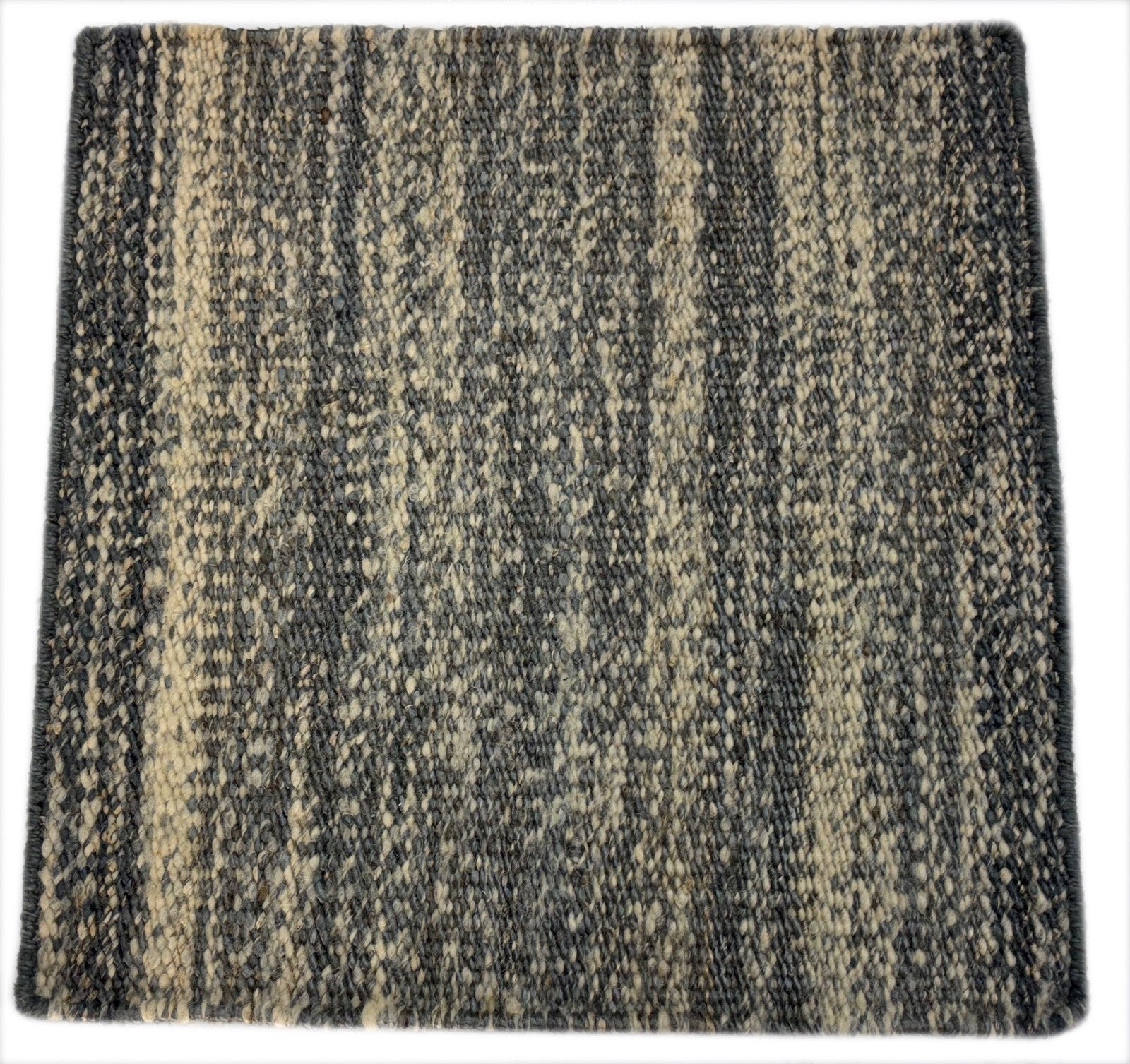 Kleiner Wollteppich 60x60 cm Handgewebt aus Wolle & Jute Naturfarben Unter D508