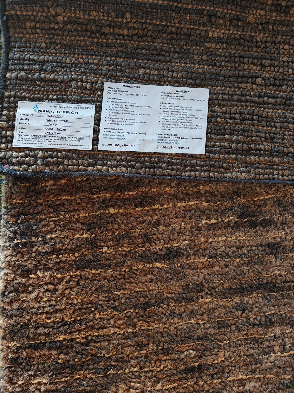 Modernes Handgeknüpfter Jute 150x240Vintage Multibeige Wohnzimmer Teppich SH225