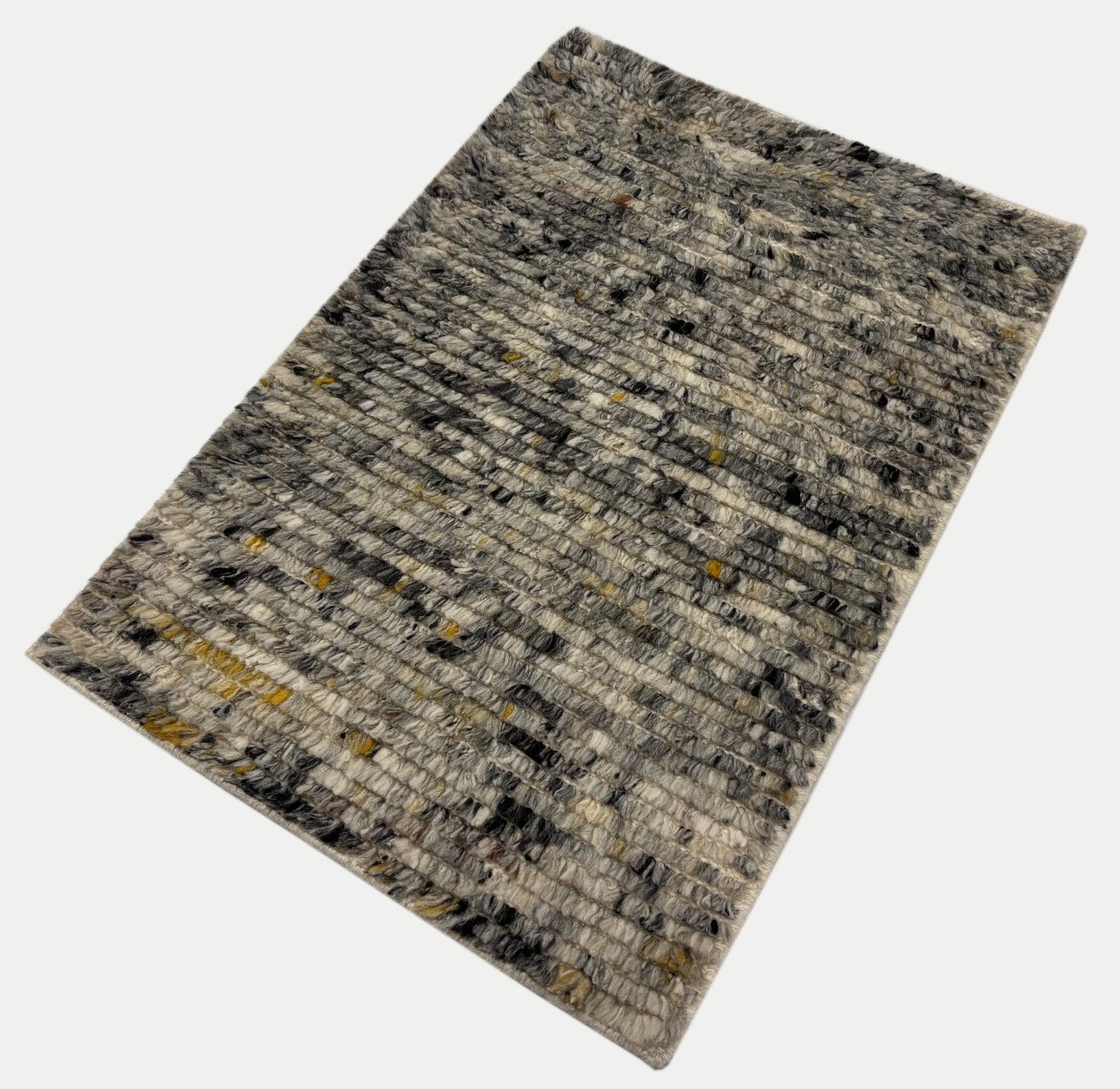 Tappeto annodato a mano in lana 100% 60x90 Tappeto dal design moderno Grigio Beige BCI88