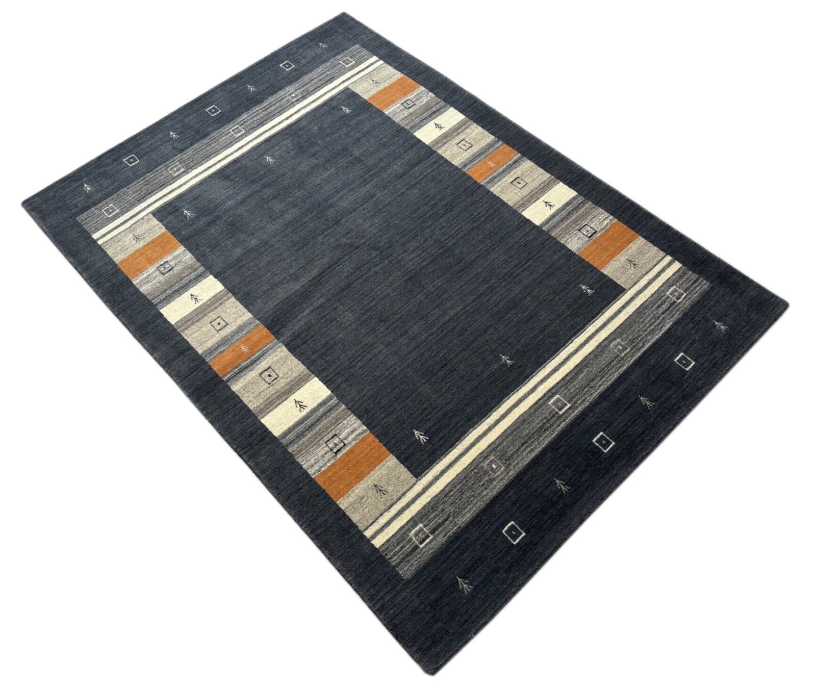 Wollteppich 170x240cm Moderní Handgewebter Grau Béžová 100% wolle Gabbeh st40 