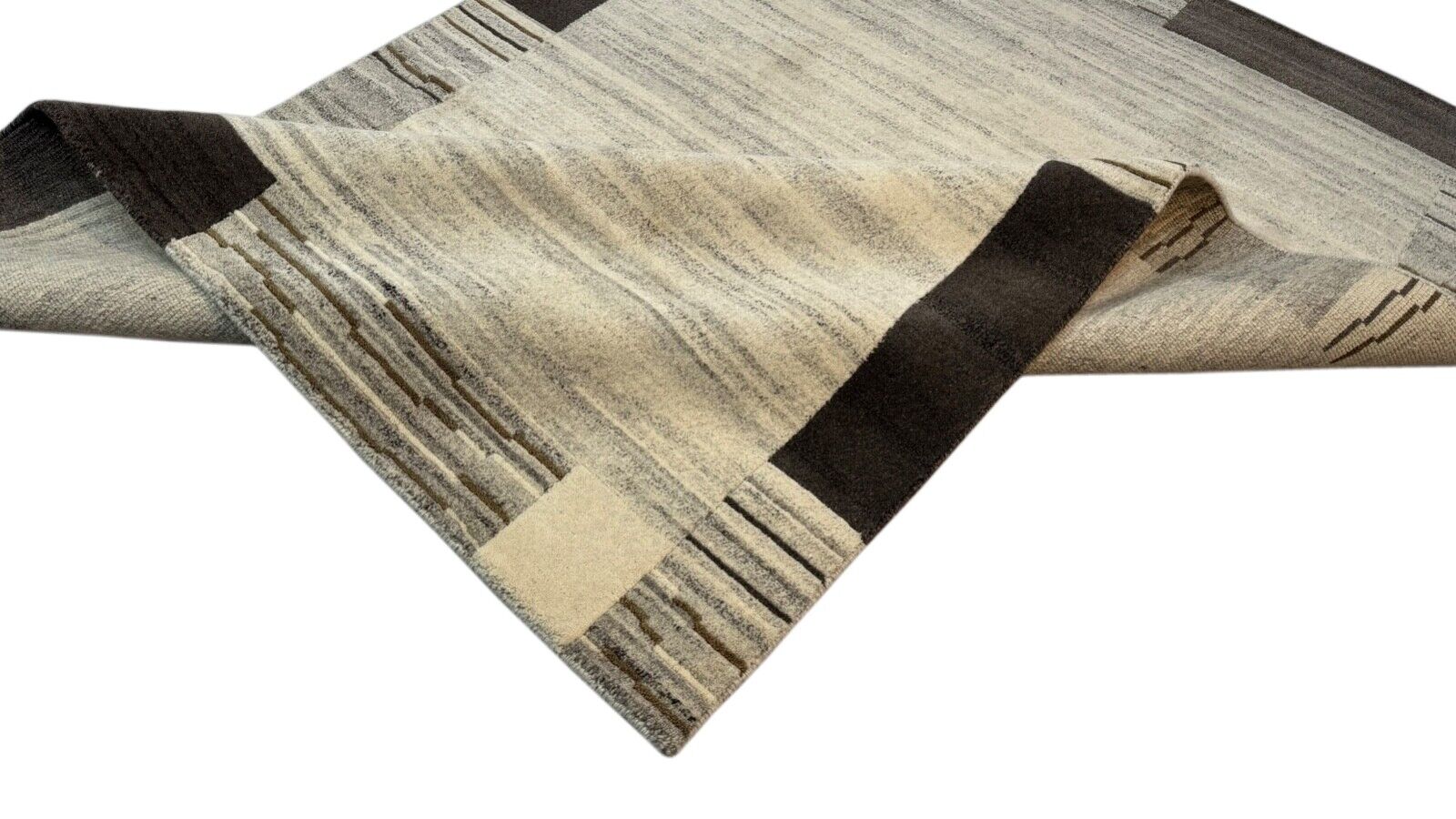 Nepal Teppich Handgeknüpft Beige 100% Wolle Orientteppich Braun 174X240 cm N78